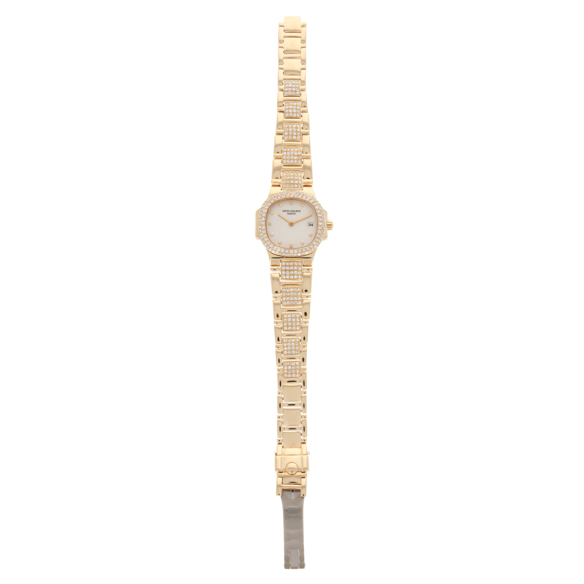Patek Philippe - Patek Philippe Yellow Gold Nautilus Diamond Watch with Original Box and Papers - The Keystone Watches
