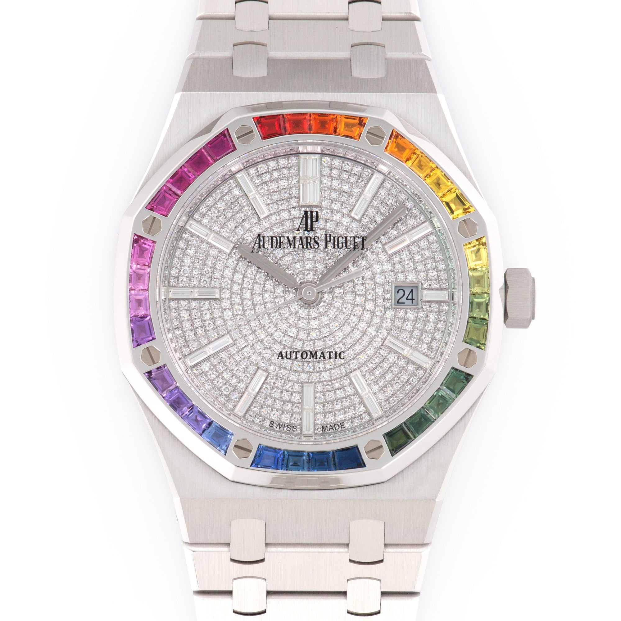 Audemars Piguet - Audemars Piguet White Gold Royal Oak Rainbow Watch - The Keystone Watches
