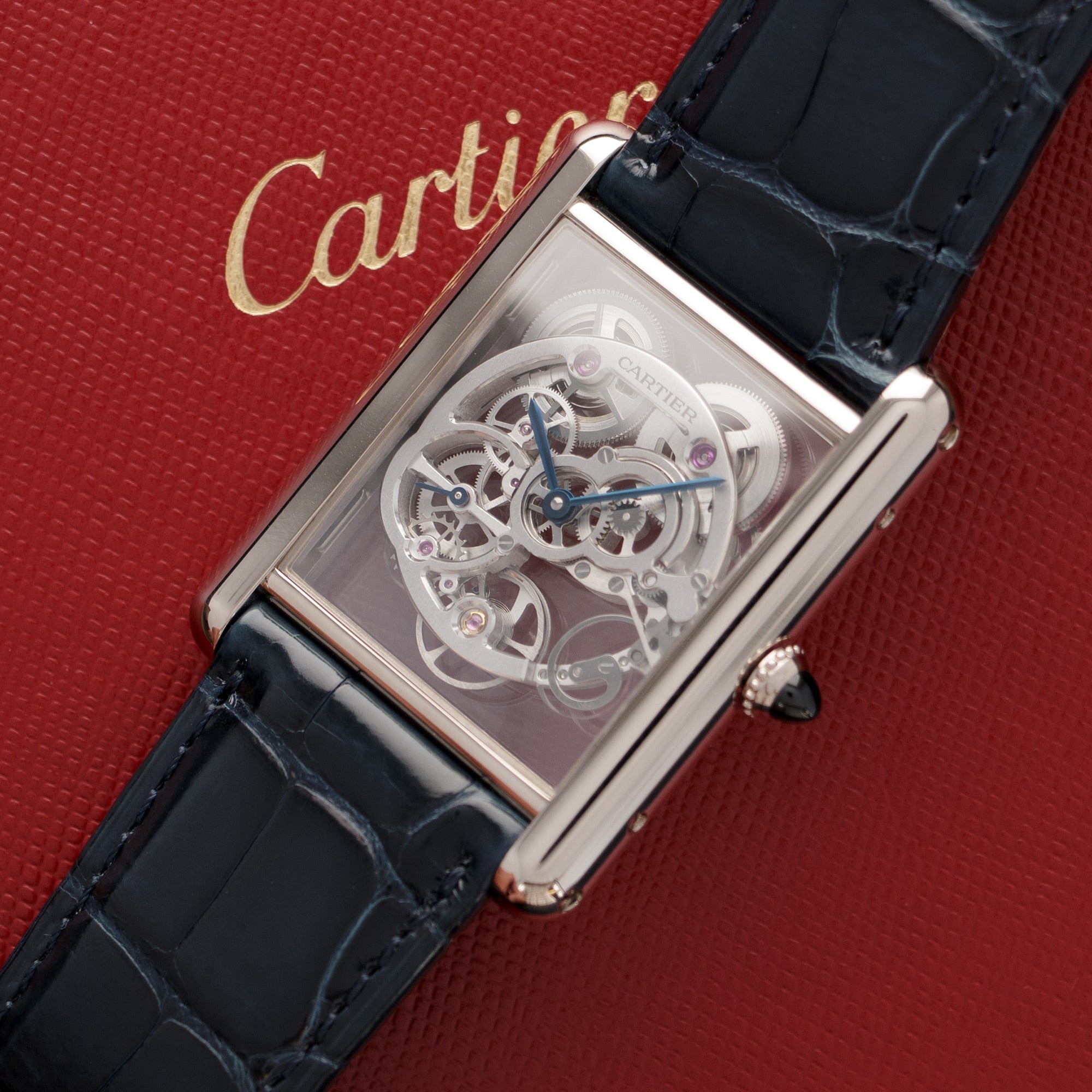 Tank louis cartier outlet skeleton sapphire watch