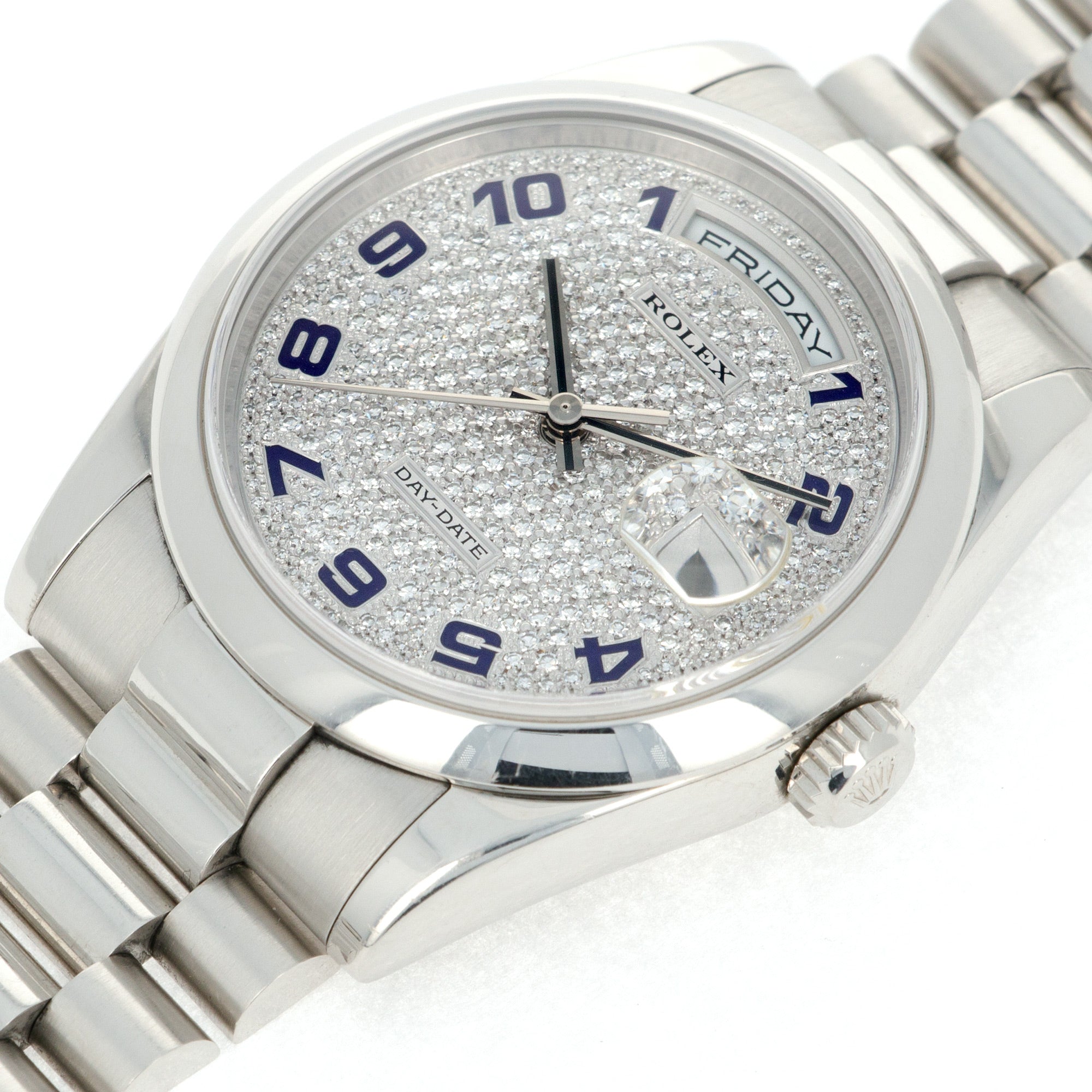 Rolex - Rolex Platinum Day-Date Pave Diamond Watch Ref. 118206 - The Keystone Watches