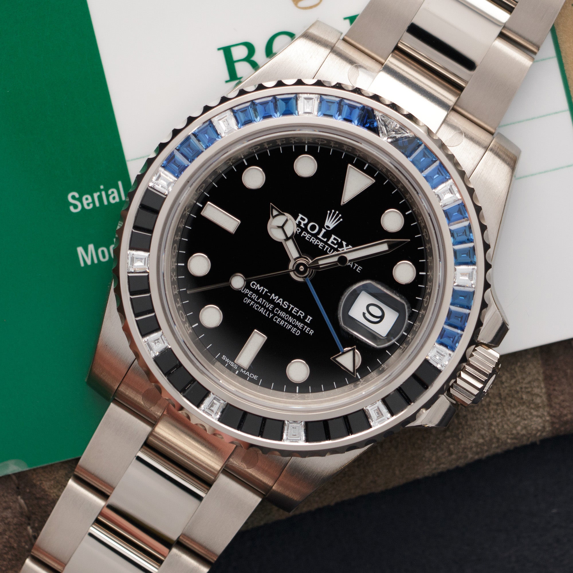Rolex - Rolex White Gold GMT Diamond Sapphire Watch Ref. 116749 - The Keystone Watches