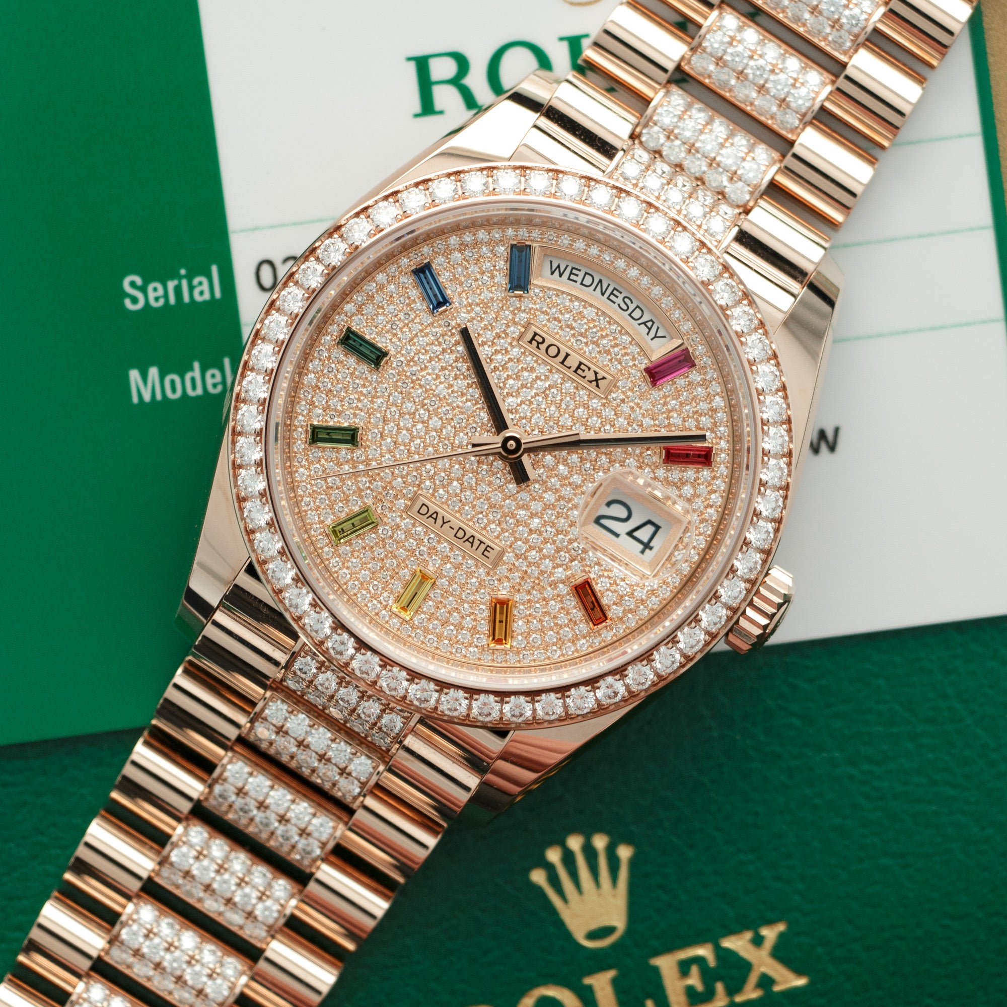 Rolex - Rolex Rose Gold Day-Date Rainbow Watch Ref. 128345 - The Keystone Watches