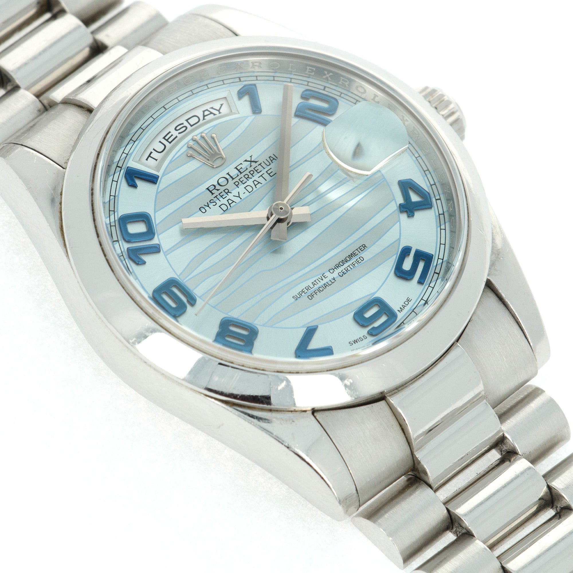 Rolex - Rolex Day-Date Platinum Ice Blue Dial Ref. 118206 - The Keystone Watches
