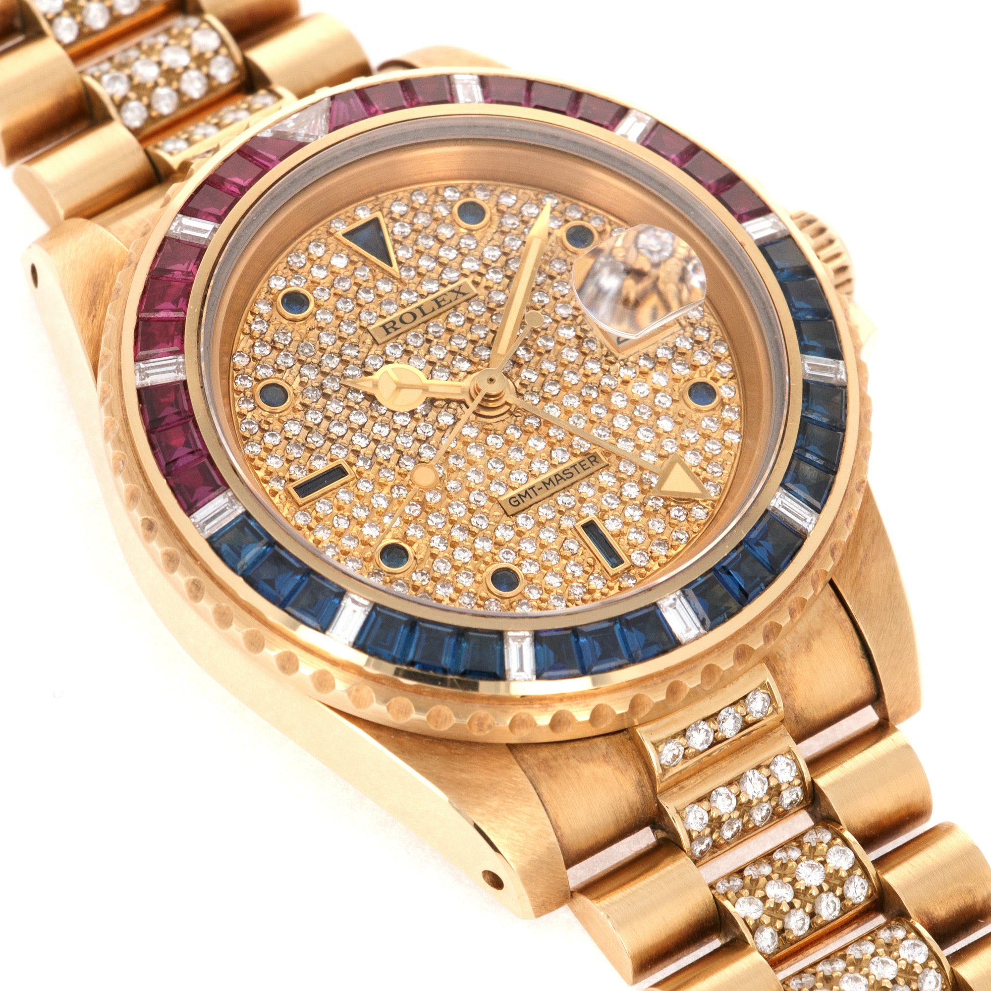 Rolex - Rolex Yellow Gold GMT-Master Diamond Ruby Sapphire Watch Ref. 16758 - The Keystone Watches