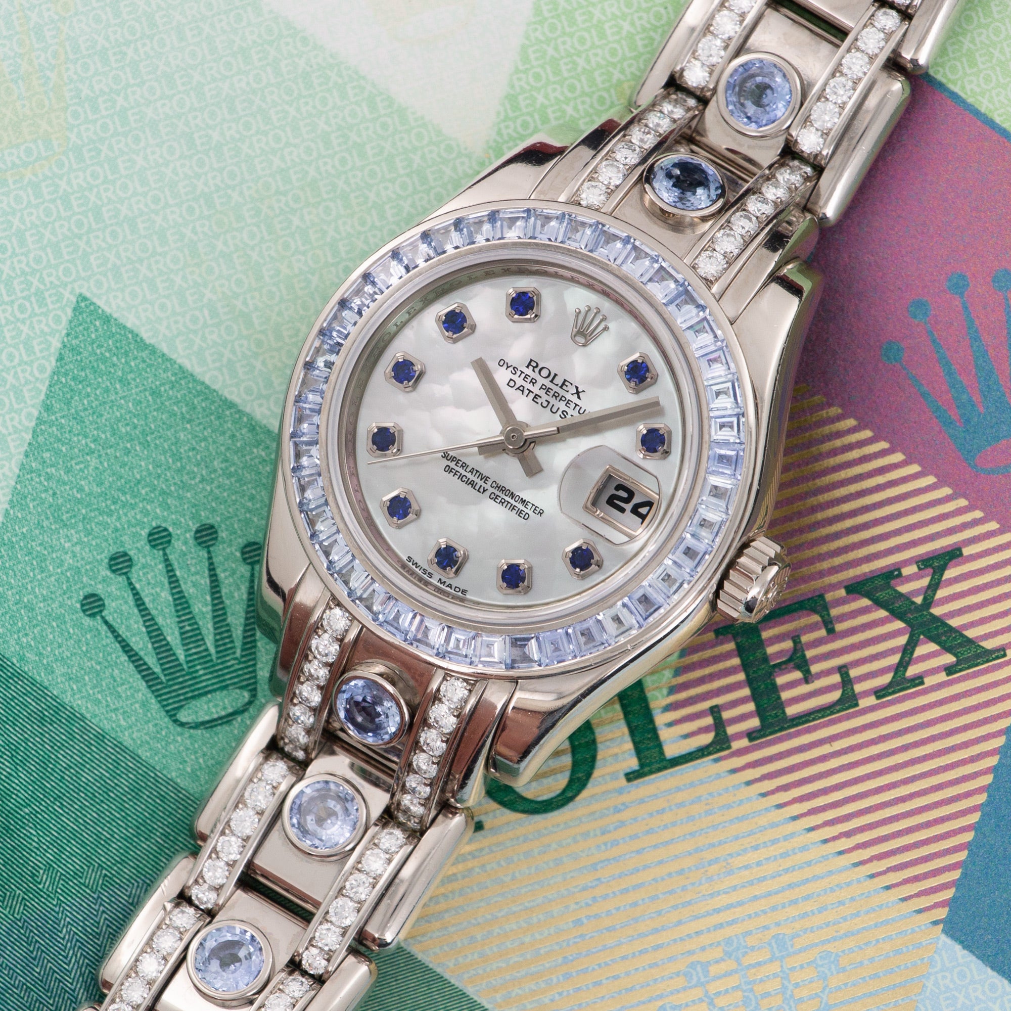 Rolex - Rolex White Gold Pearlmaster Diamond Sapphire Ref. 80309 - The Keystone Watches