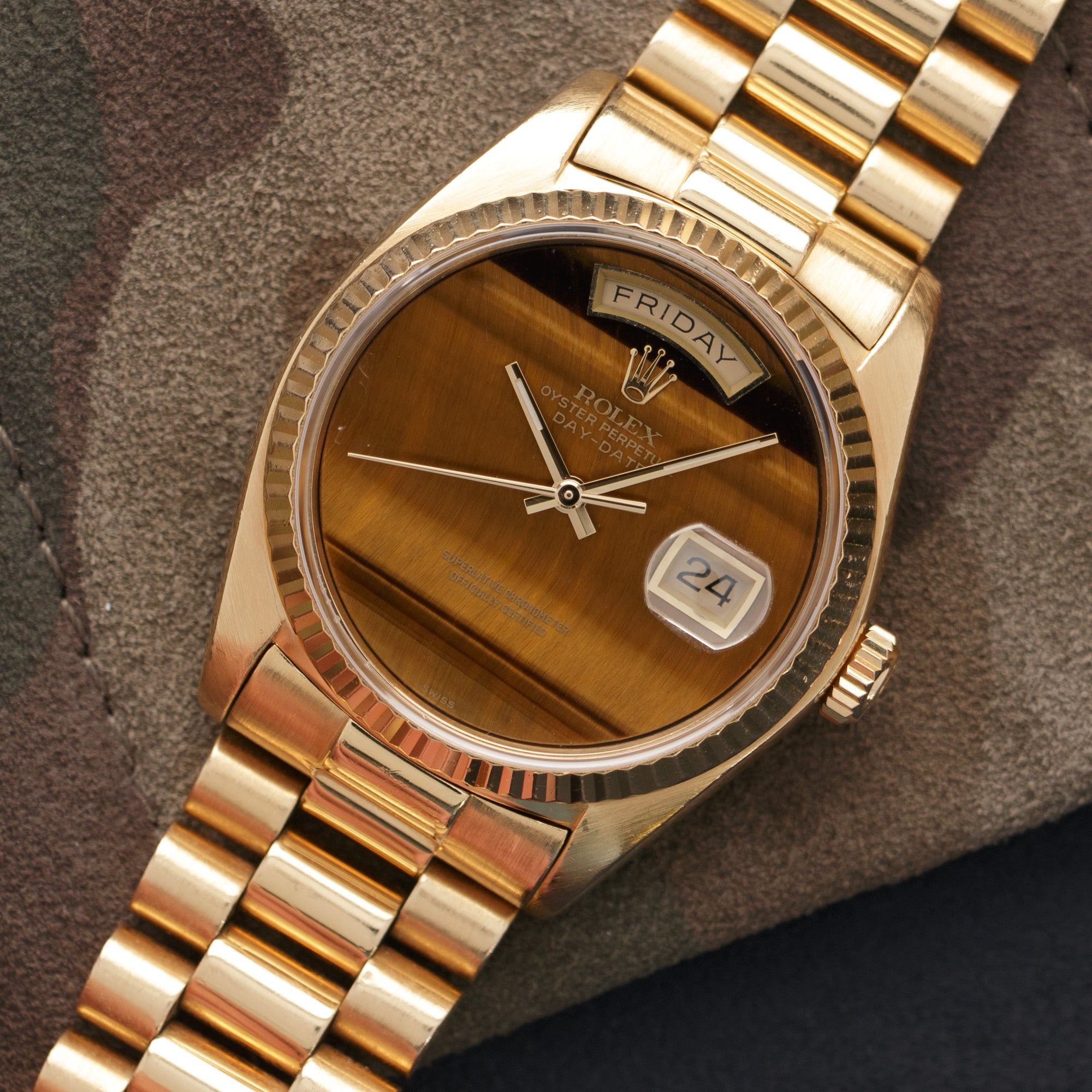Rolex - Rolex Yellow Gold Day-Date Tigers Eye Watch, Ref. 18038 - The Keystone Watches