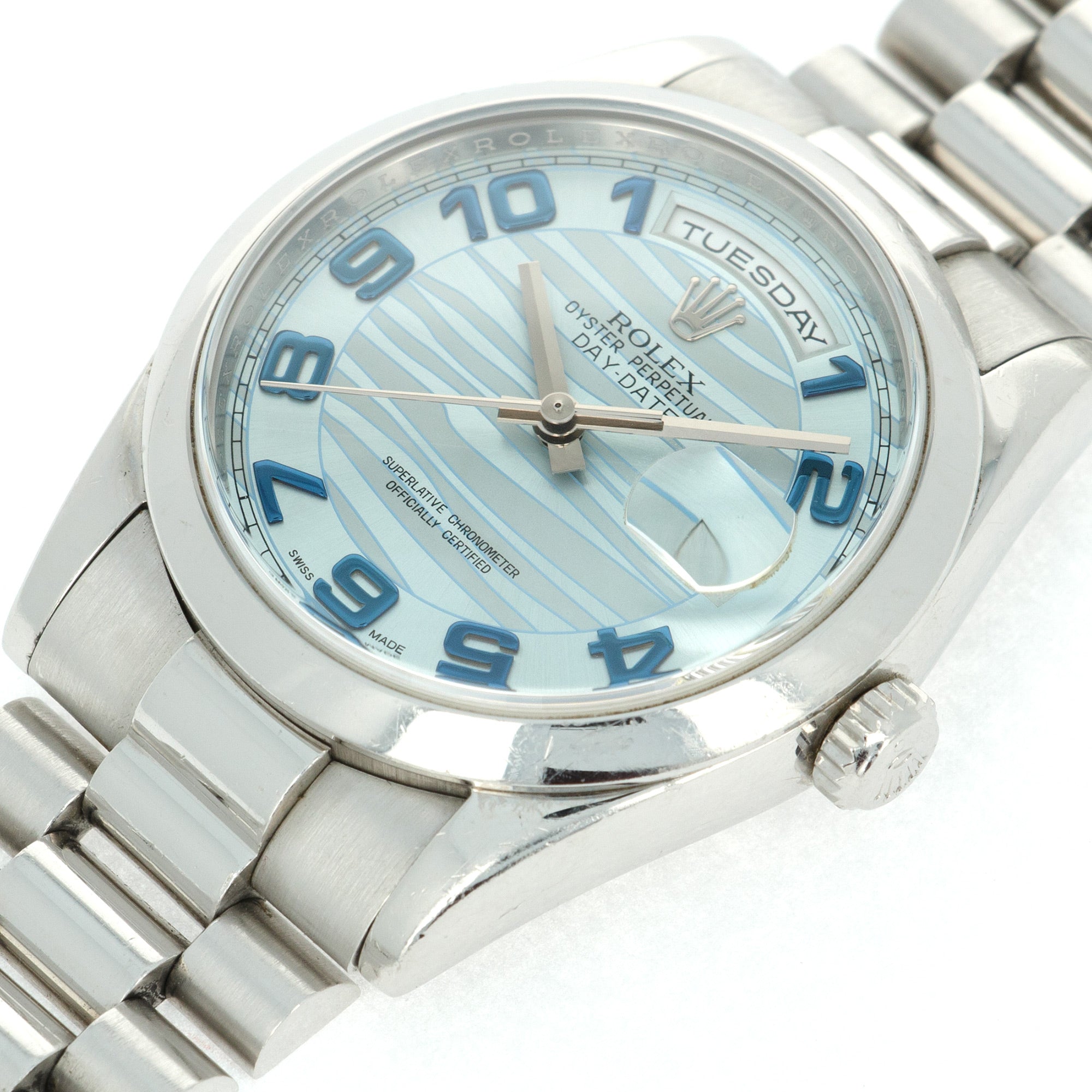 Rolex - Rolex Day-Date Platinum Ice Blue Dial Ref. 118206 - The Keystone Watches