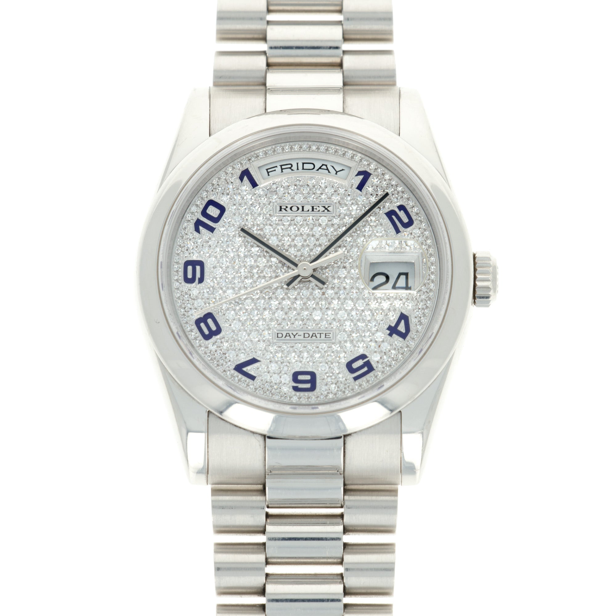 Rolex - Rolex Platinum Day-Date Pave Diamond Watch Ref. 118206 - The Keystone Watches
