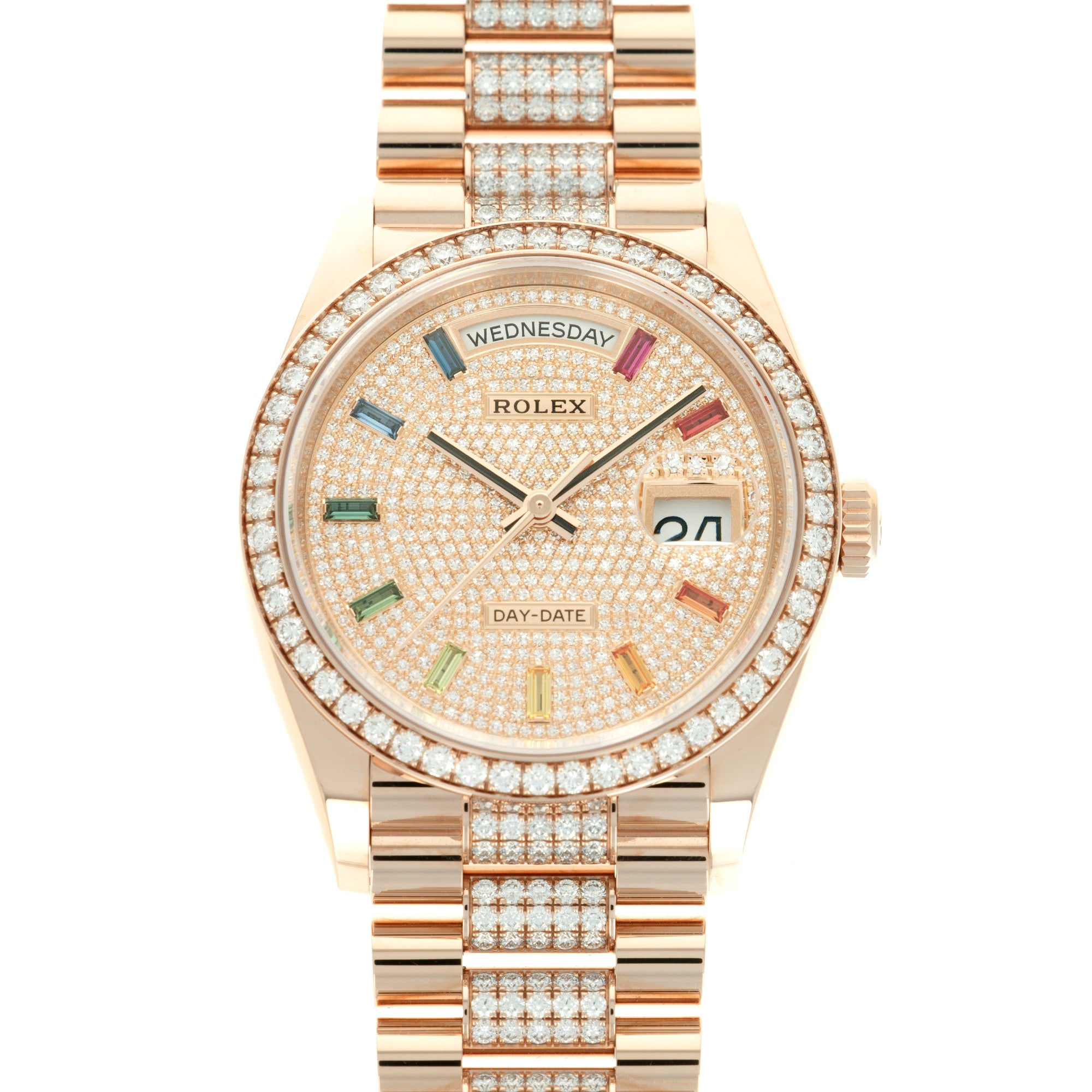 Rolex - Rolex Rose Gold Day-Date Rainbow Watch Ref. 128345 - The Keystone Watches