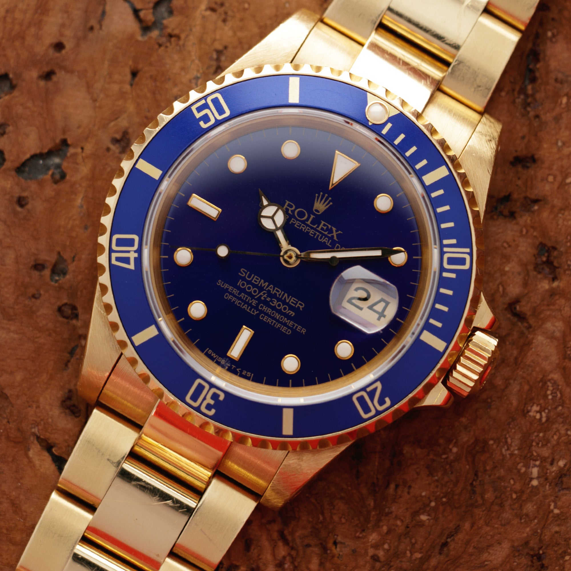 Rolex - Rolex Yellow Gold Submariner Ref. 16618 with Purple Hue Dial - The Keystone Watches