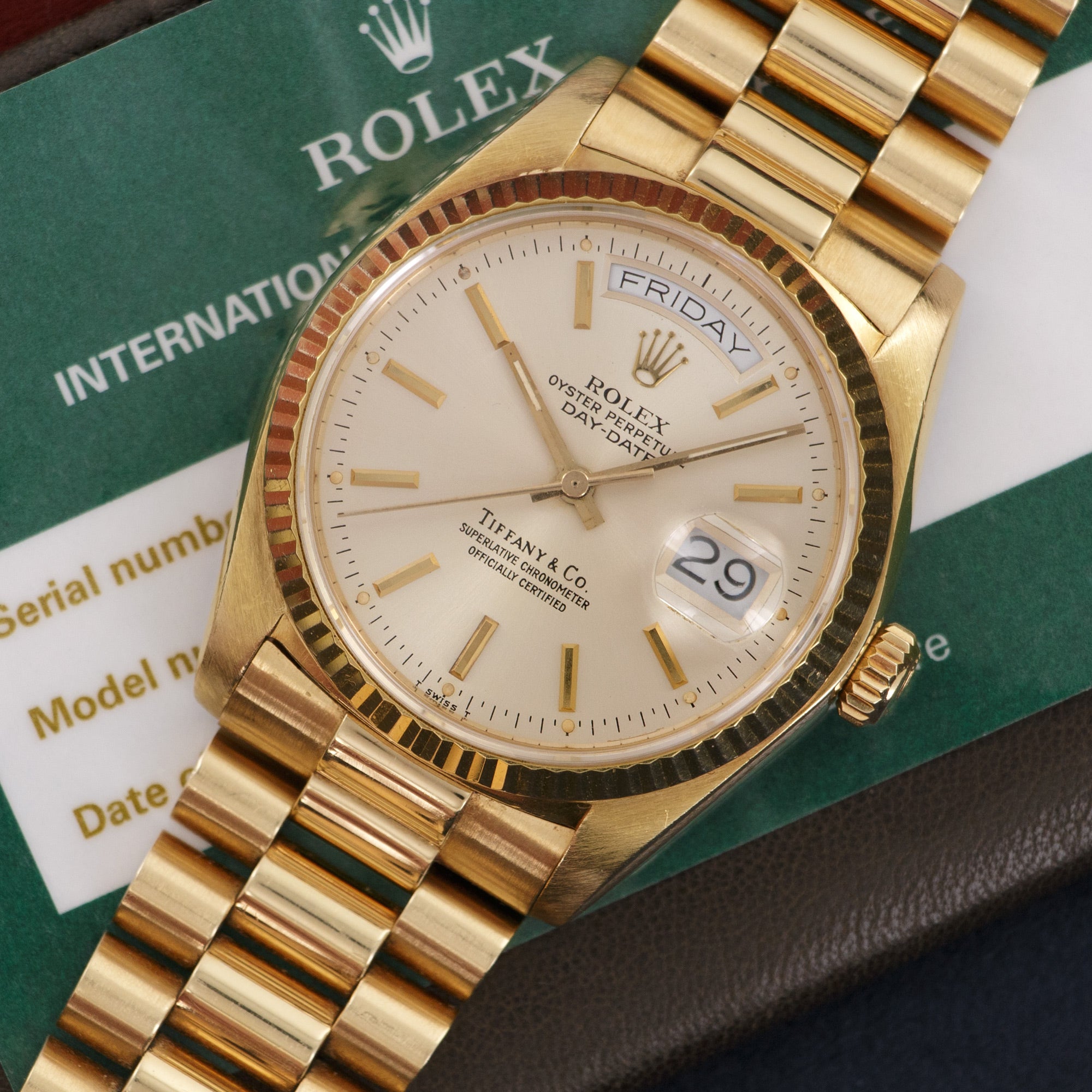 Rolex - Rolex Yellow Gold Day-Date Watch Ref. 18038, Retailed by Tiffany & Co. - The Keystone Watches
