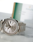 Rolex - Rolex White Gold Day-Date Ref. 228239 with Factory Baguette Diamond Dial - The Keystone Watches