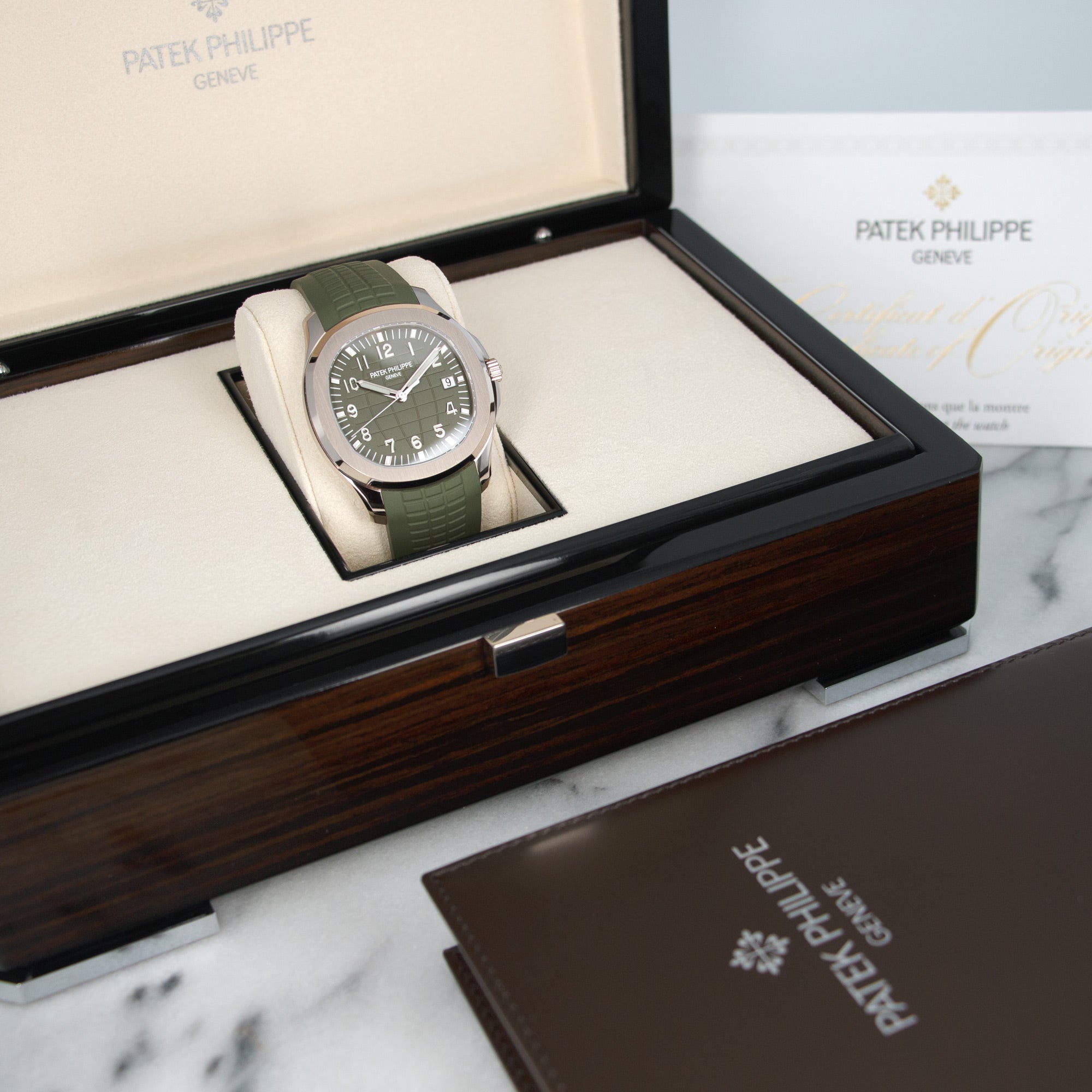 Patek Philippe - Patek Philippe White Gold Aquanaut Khaki Green Watch Ref. 5168 - The Keystone Watches