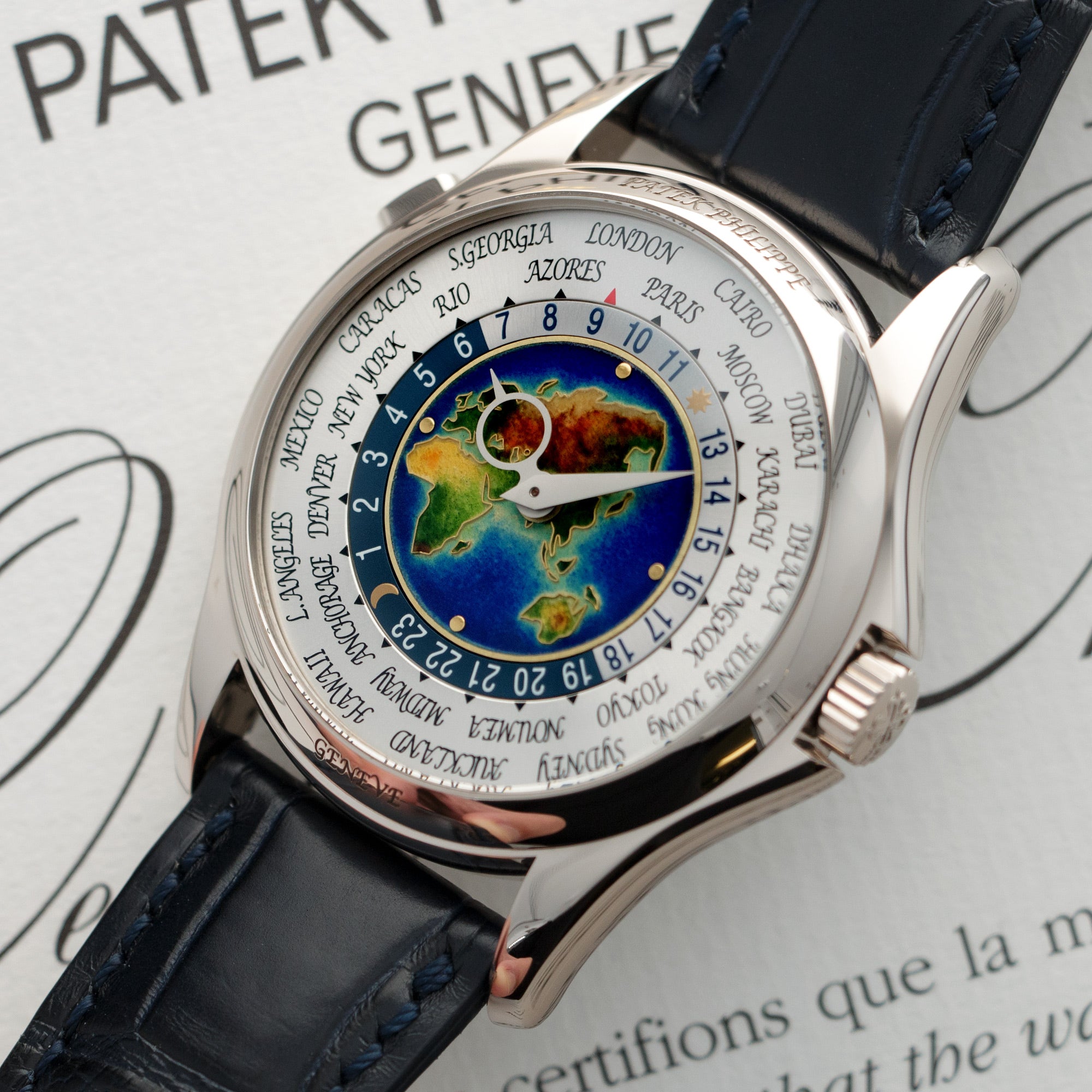 Patek Philippe - Patek Philippe White Gold World Time Cloisonne Watch Ref. 5131 - The Keystone Watches