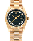 Rolex - Rolex Yellow Gold Day-Date Ref. 18038 with Black, Diamond String Dial - The Keystone Watches