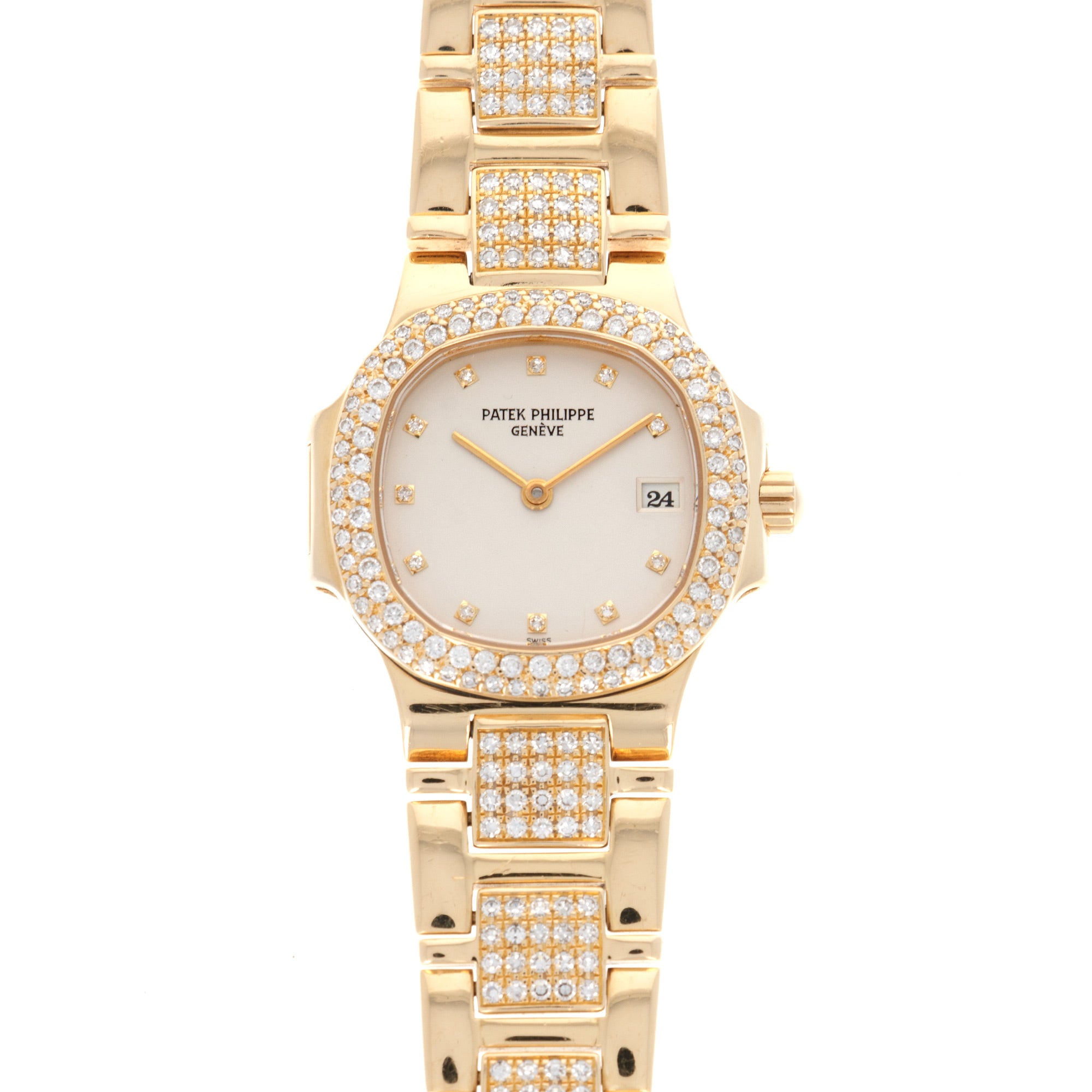 Patek Philippe - Patek Philippe Yellow Gold Nautilus Diamond Watch with Original Box and Papers - The Keystone Watches