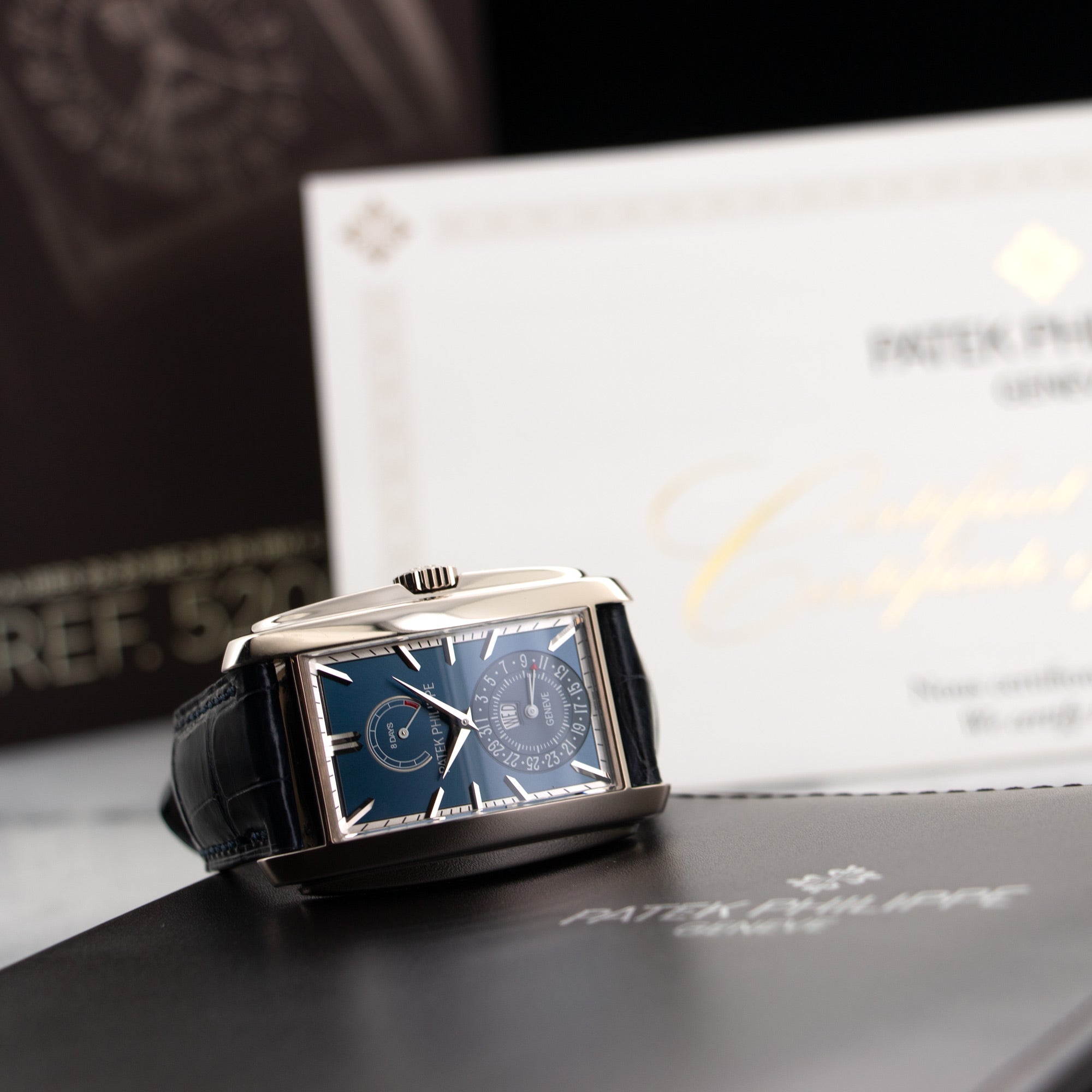 Patek Philippe - Patek Philippe White Gold Gondolo 8-Days Power Reserve Watch Ref. 5200 in Like-New Condition - The Keystone Watches