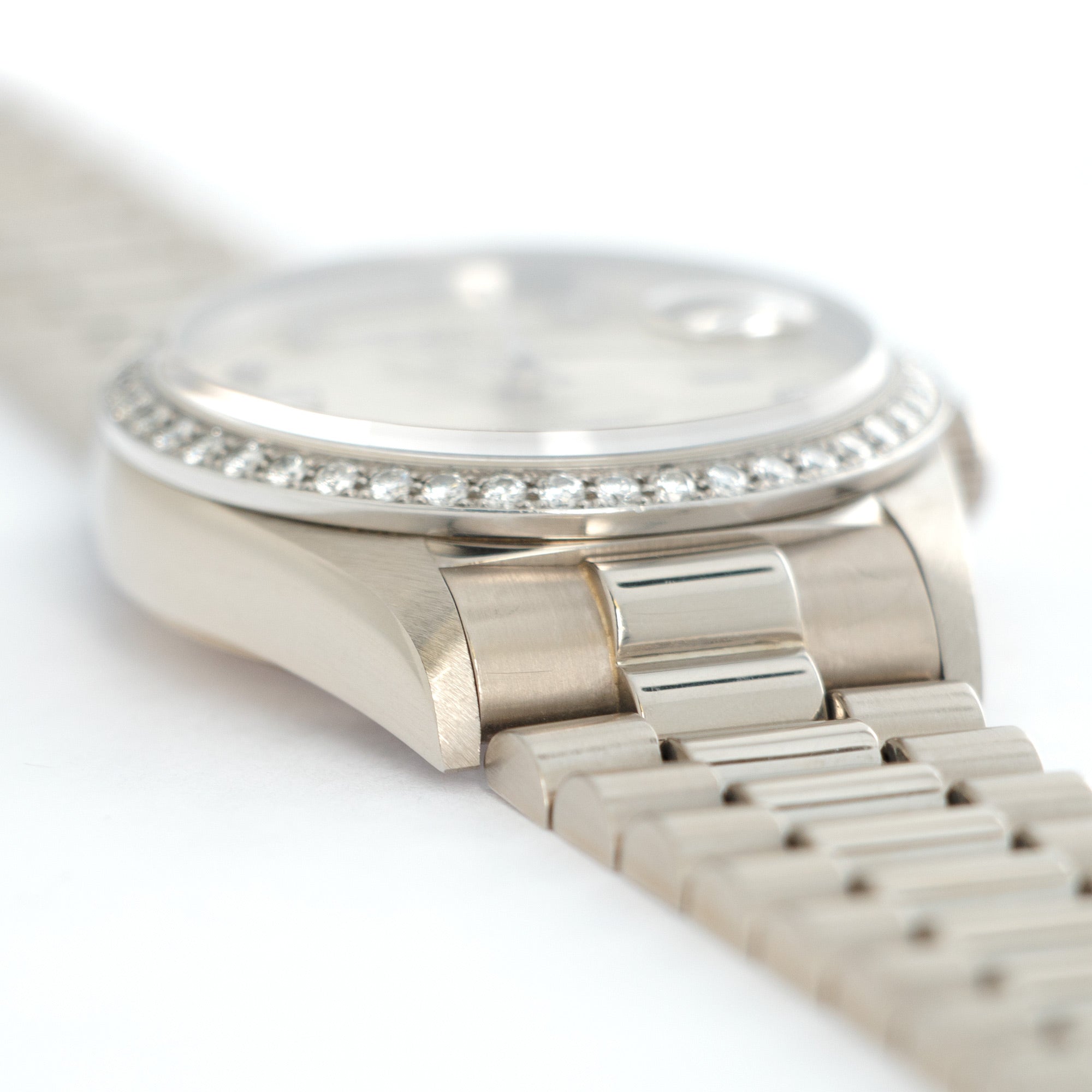 Rolex - Rolex White Gold Day-Date Diamond Watch Ref. 18049 with Original Paper - The Keystone Watches