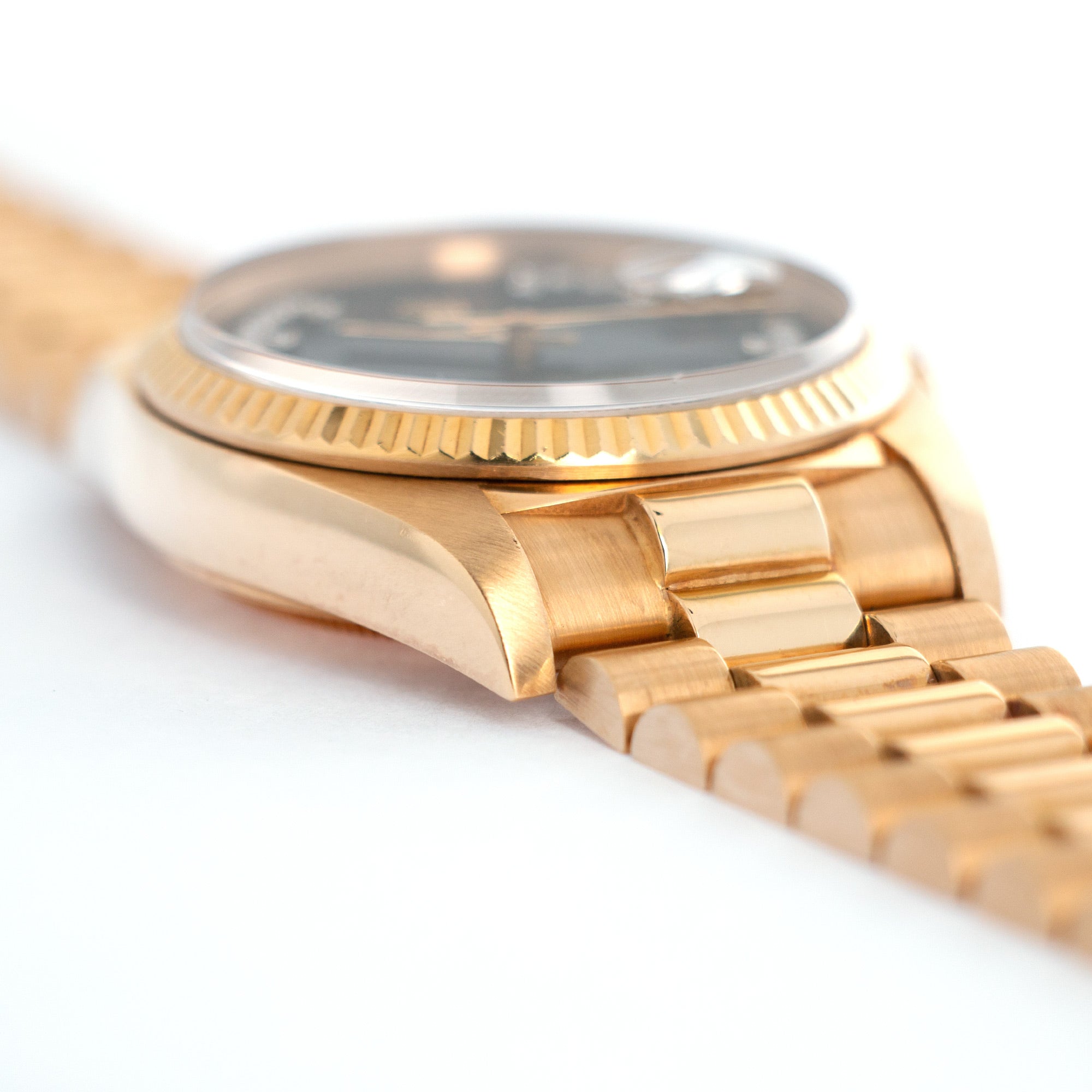 Rolex - Rolex Yellow Gold Day-Date Ref. 18038 with Black, Diamond String Dial - The Keystone Watches