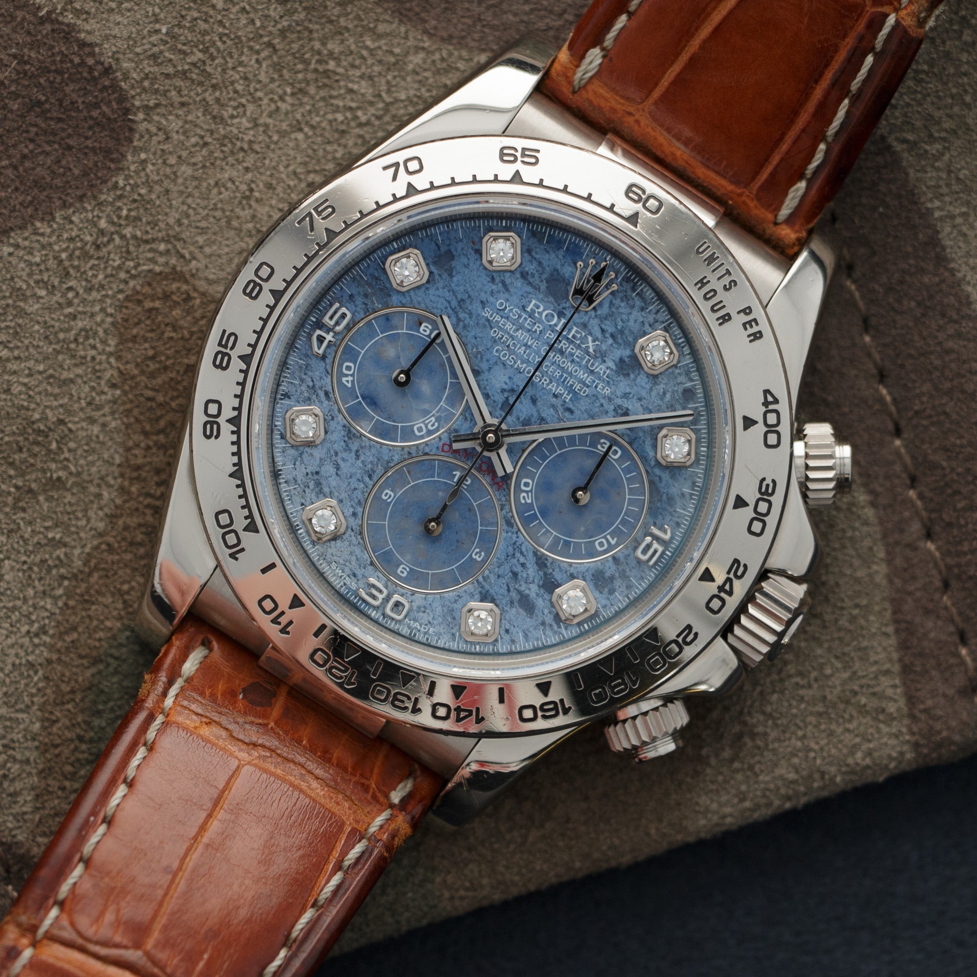 Rolex - Rolex White Gold Cosmograph Daytona Zenith Sodalite Watch Ref. 16519 - The Keystone Watches
