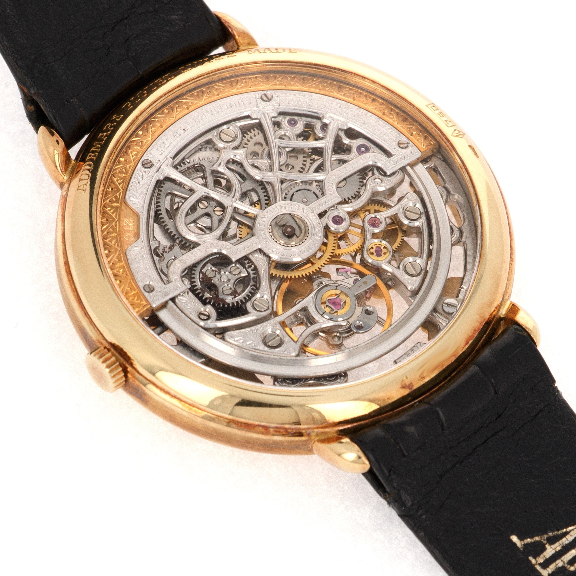 Audemars Piguet - Audemars Piguet Yellow Gold Ultra Thin Skeletonized Watch with Ornate Bird Dial - The Keystone Watches