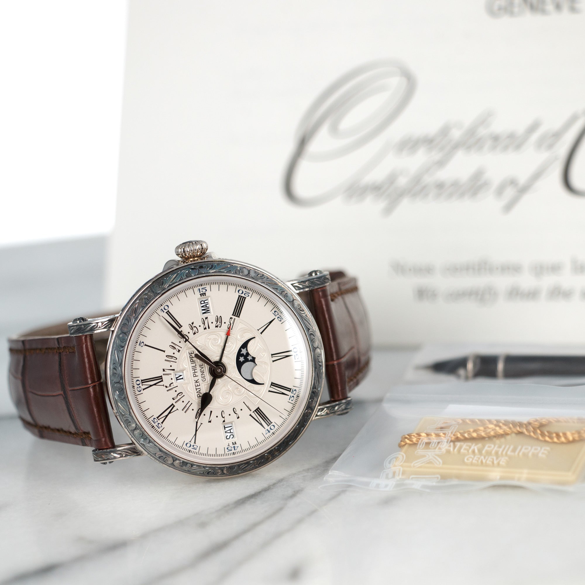 Patek Philippe - Patek Philippe White Gold Perpetual Hand-Engraved Watch Ref. 5160 - The Keystone Watches