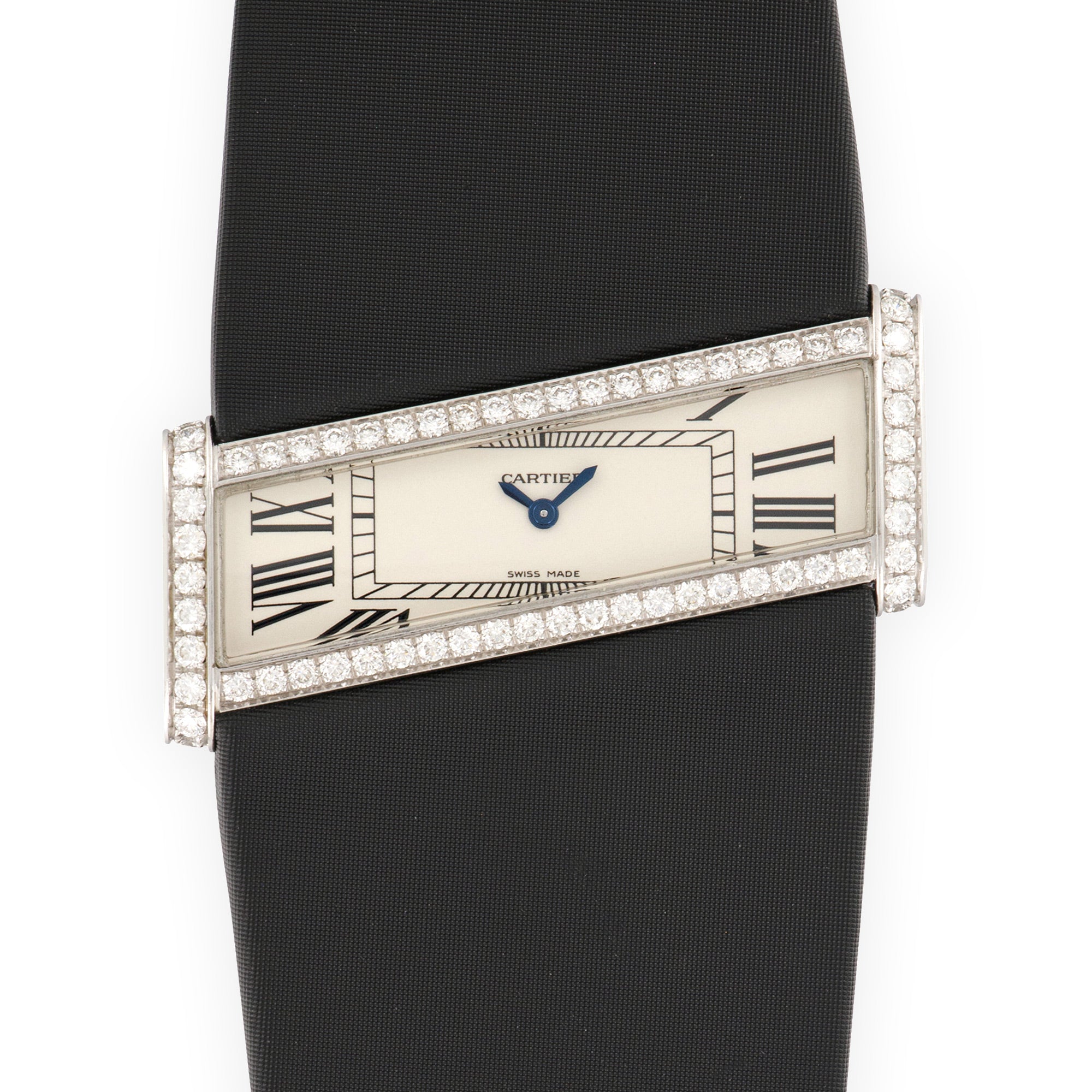 Cartier - Cartier White Gold Asymmetrical Diamond Watch with Original Box and Paper - The Keystone Watches