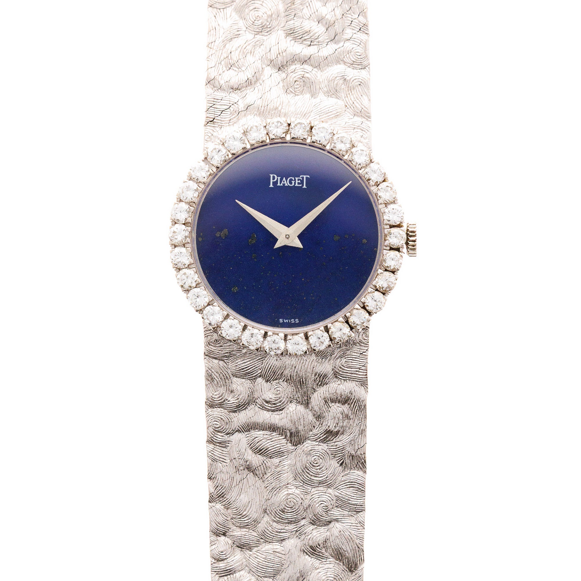 Piaget Ladies White Gold Lapis Diamond Bracelet Watch