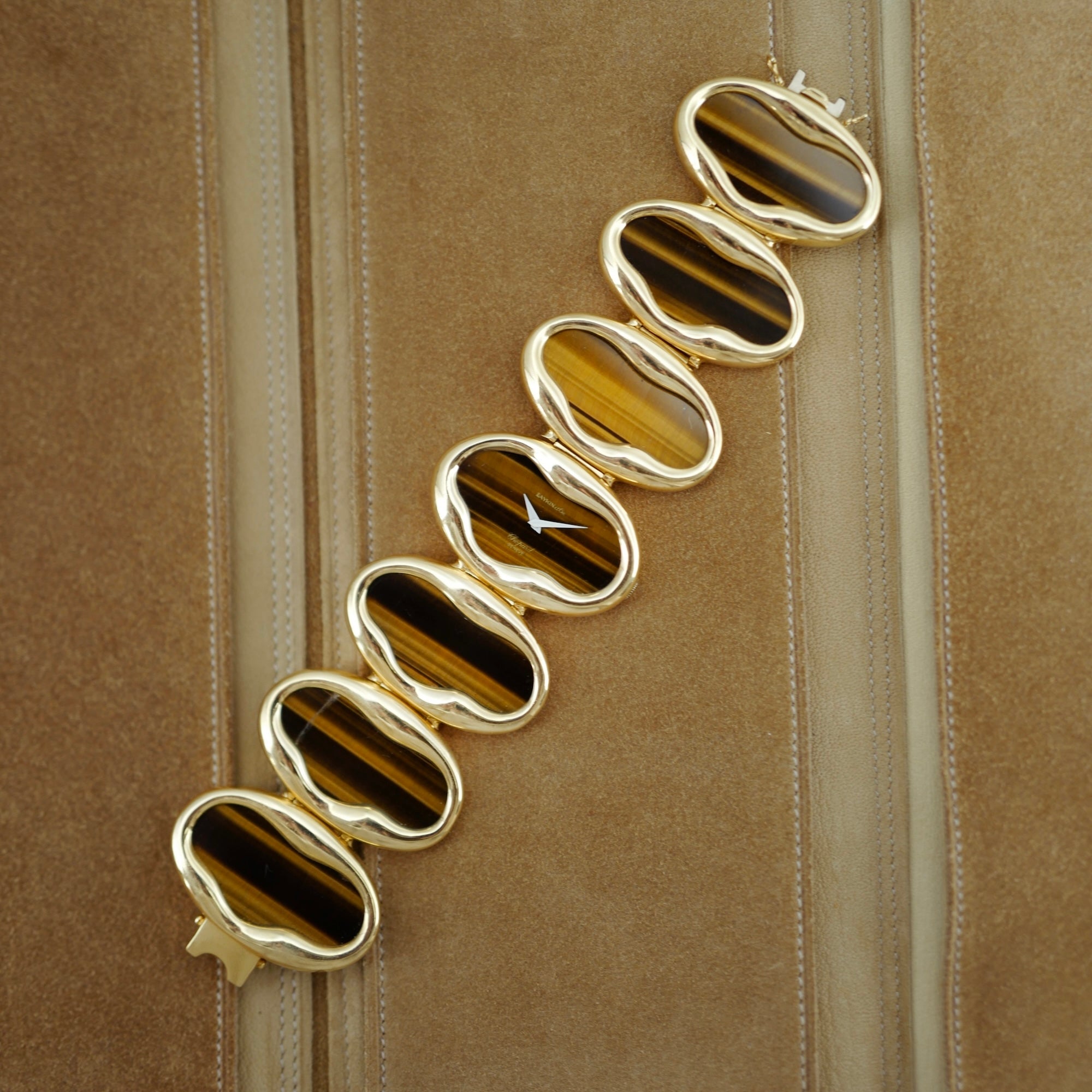 Chopard Yellow Gold Tigers Eye Bracelet Watch Retailed by Laykin et Cie