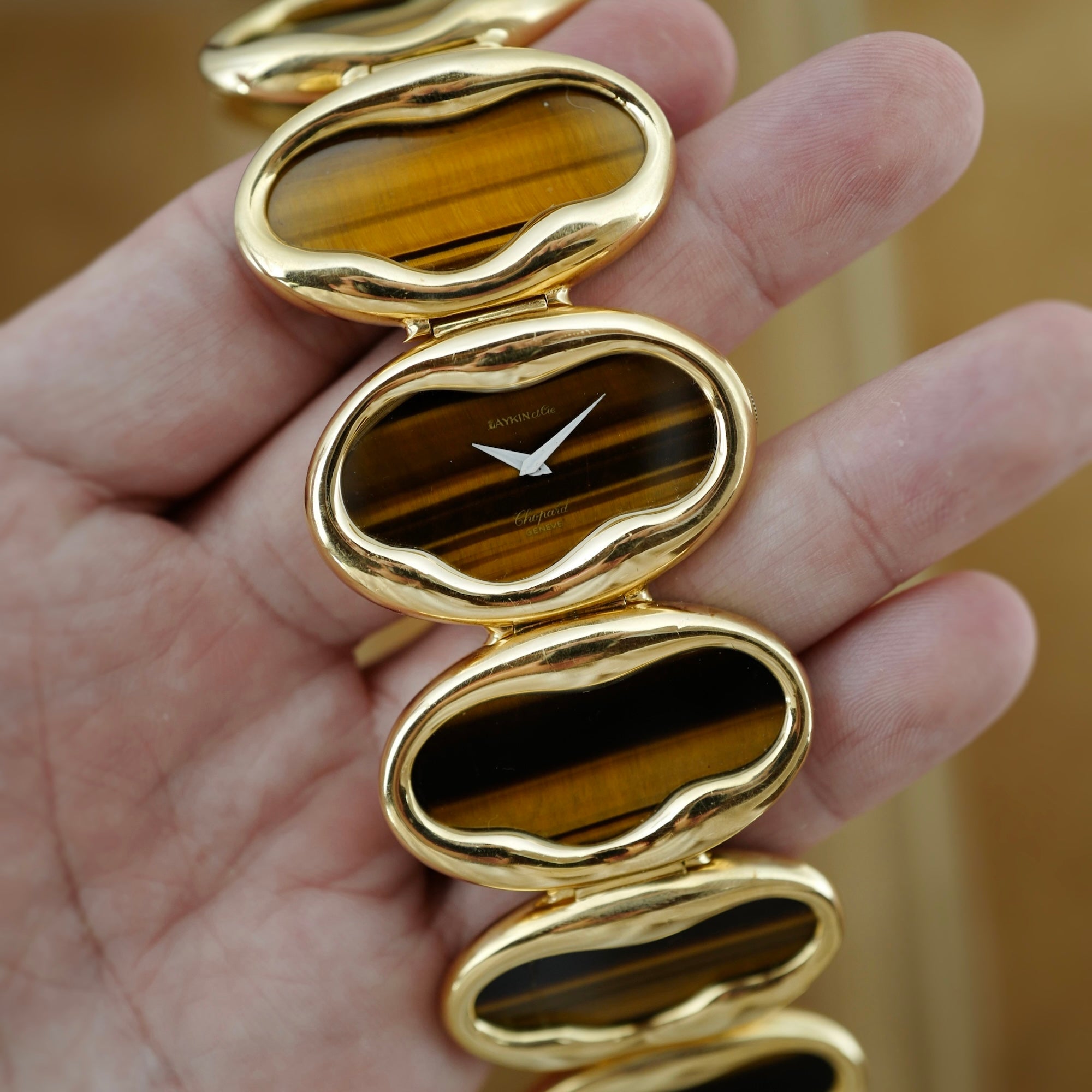 Chopard Yellow Gold Tigers Eye Bracelet Watch Retailed by Laykin et Cie