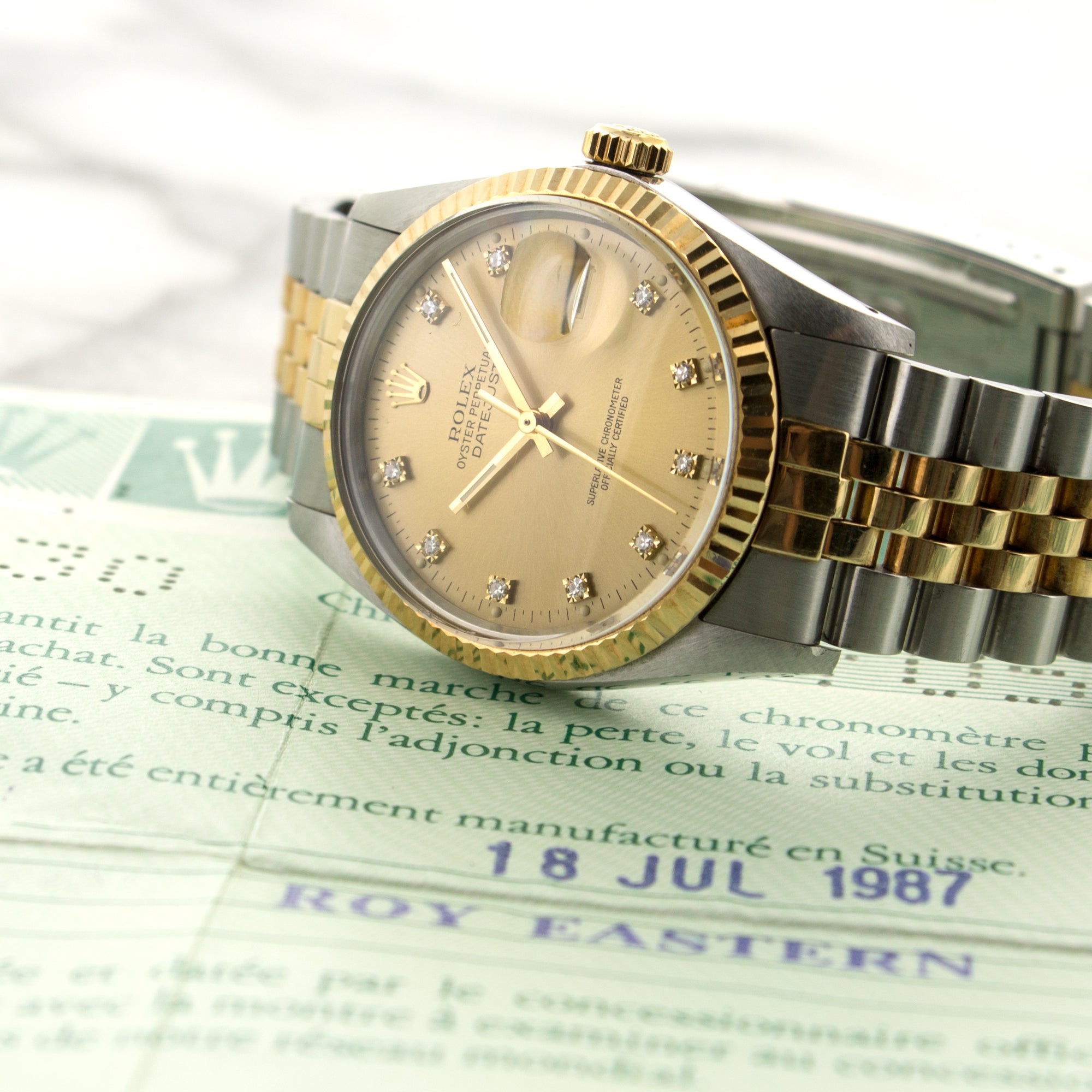 Rolex Two-Tone Datejust Diamond Watch Ref. 16013