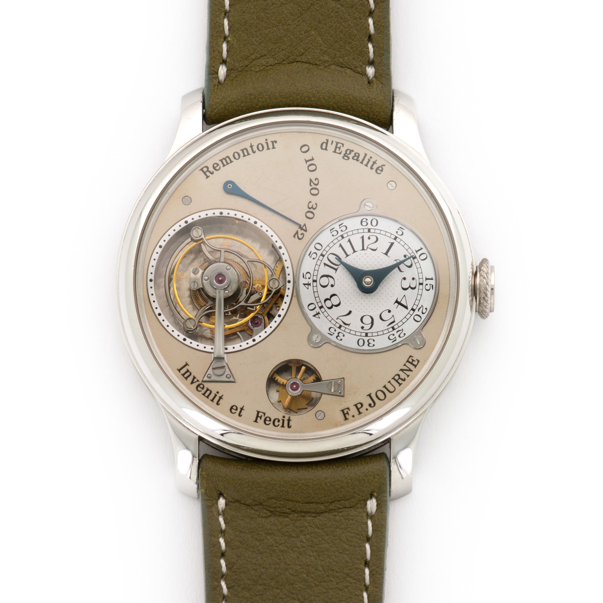F.P. Journe Platinum Remontoir dEgalite Tourbillon Watch with Brass Movement