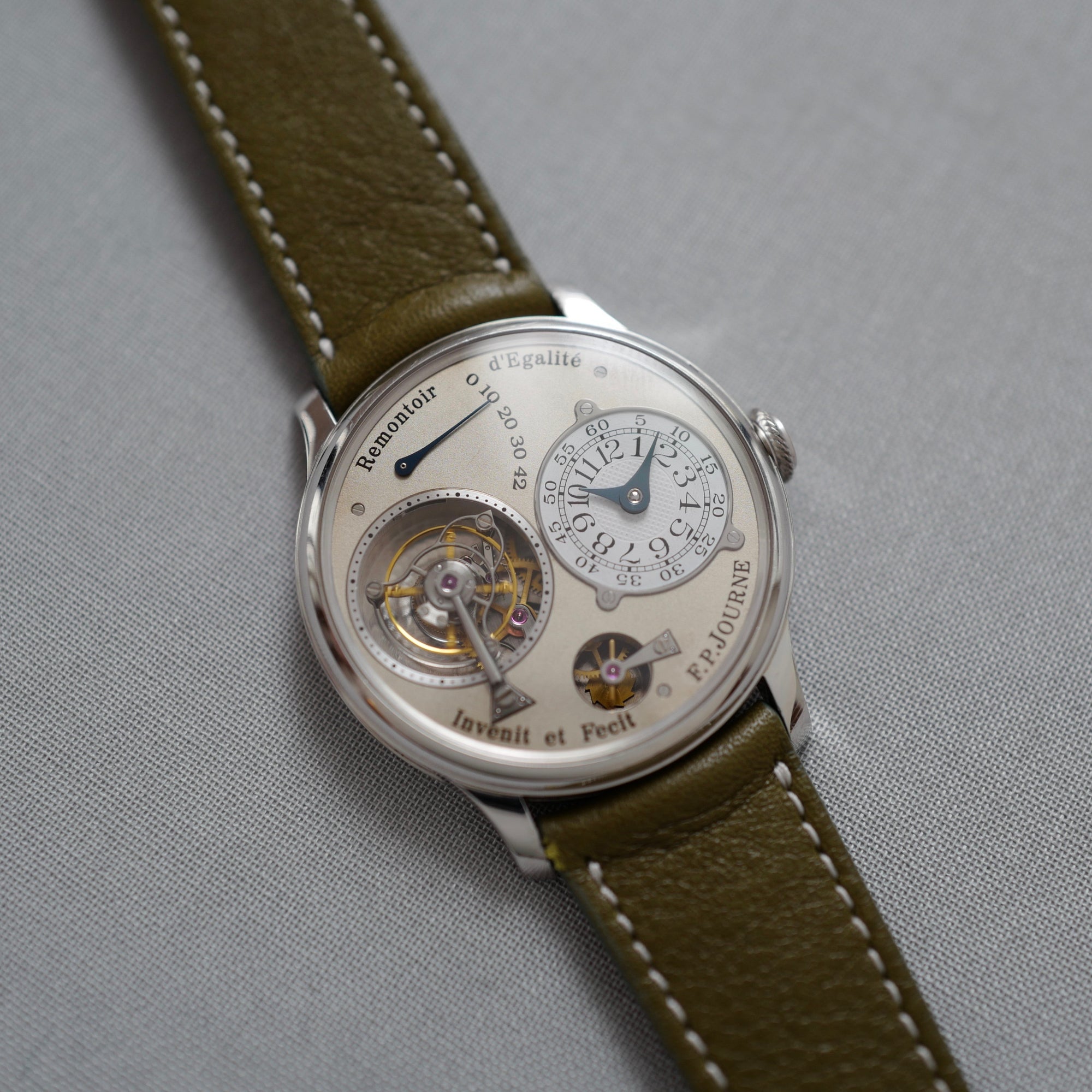 F.P. Journe Platinum Remontoir dEgalite Tourbillon Watch with Brass Movement