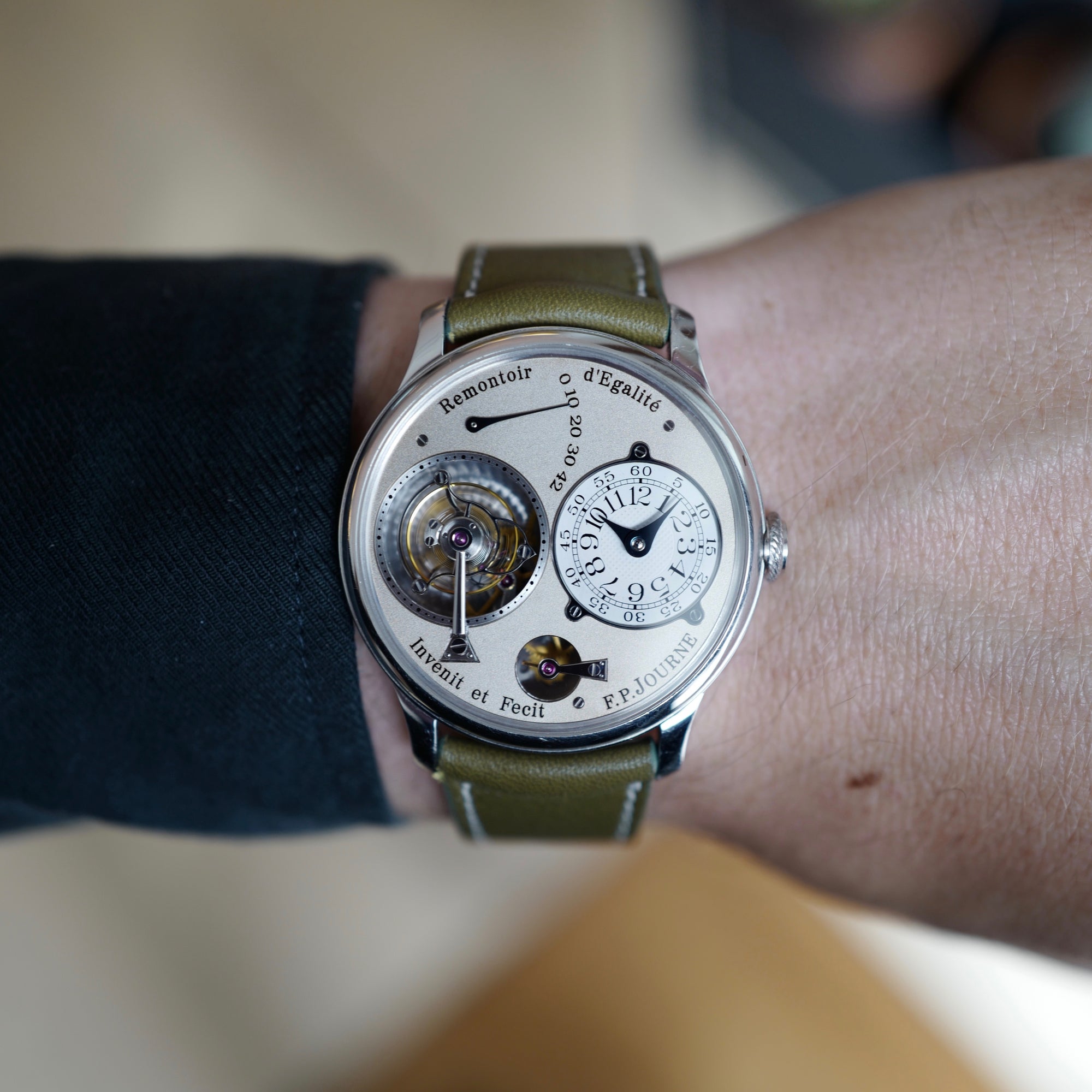 F.P. Journe Platinum Remontoir dEgalite Tourbillon Watch with Brass Movement