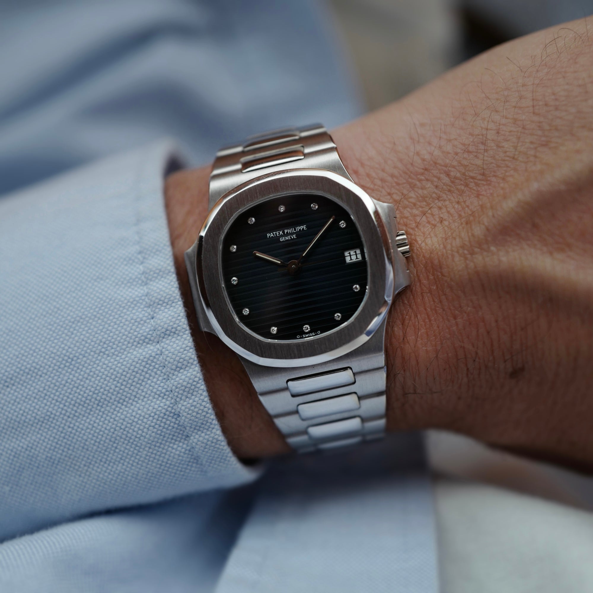 Patek Philippe Platinum Nautilus Watch Ref. 3800 with Original Box and Papers (New Arrival)