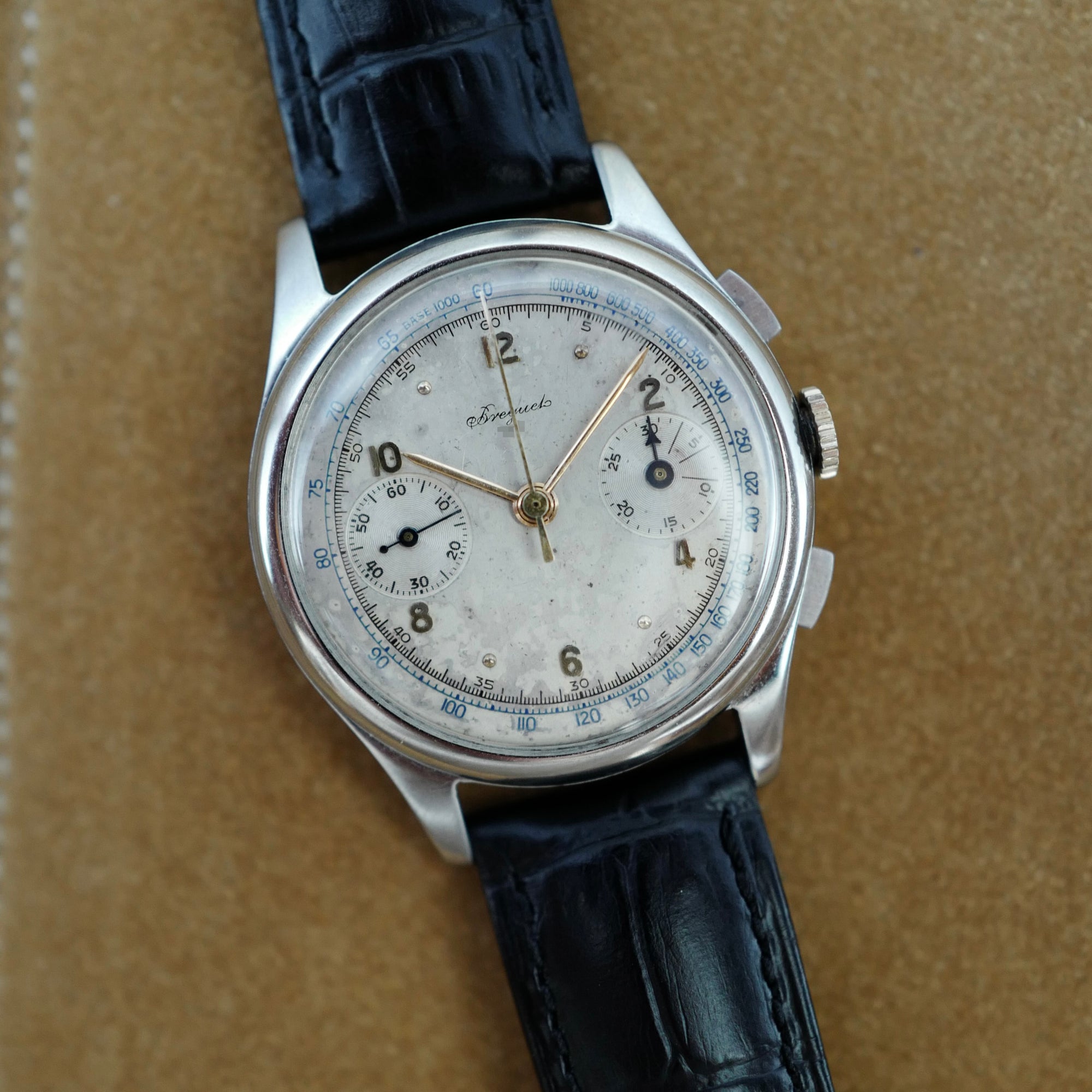 Breguet Steel Chronograph Watch, 1940s (New Arrival)