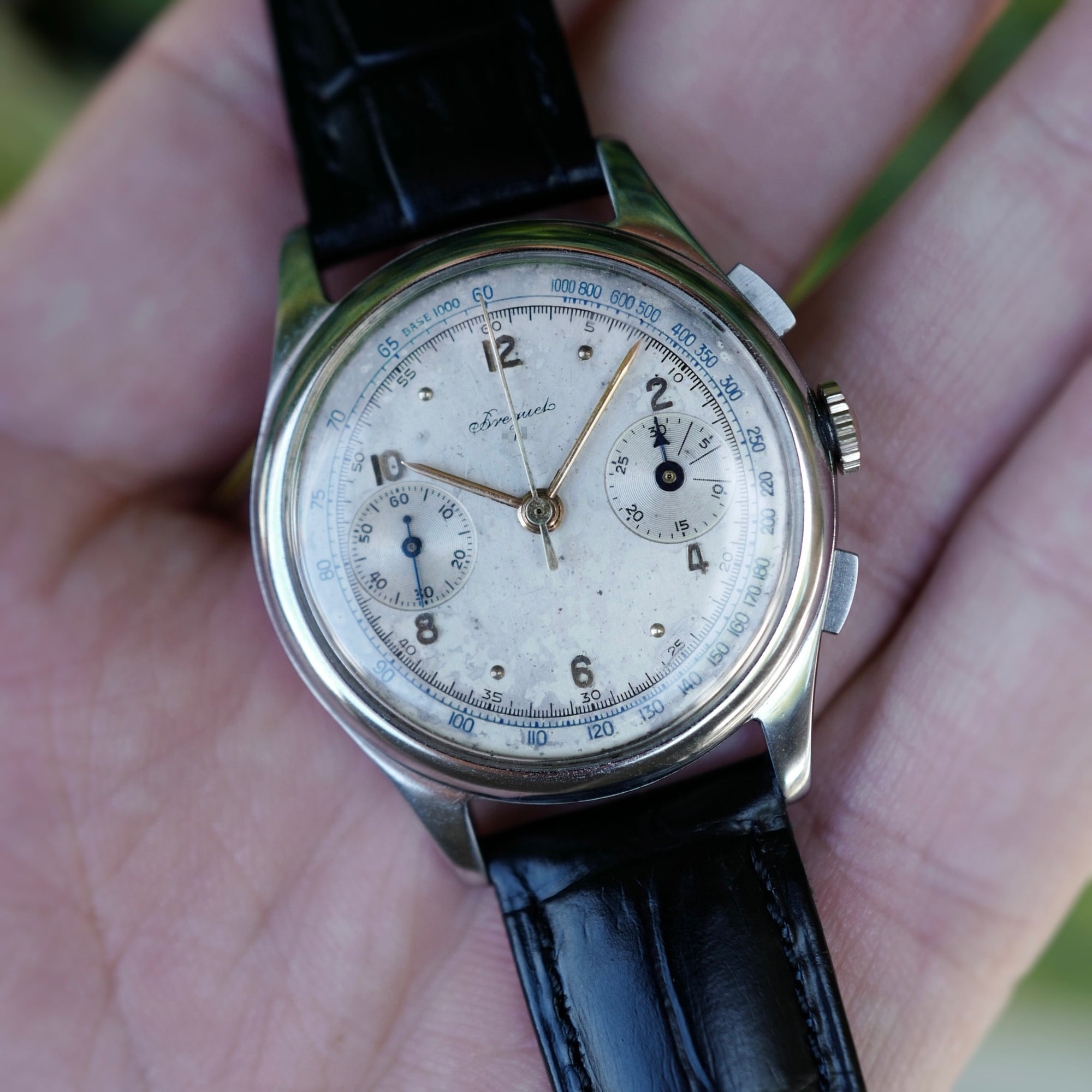Breguet Steel Chronograph Watch, 1940s (New Arrival)