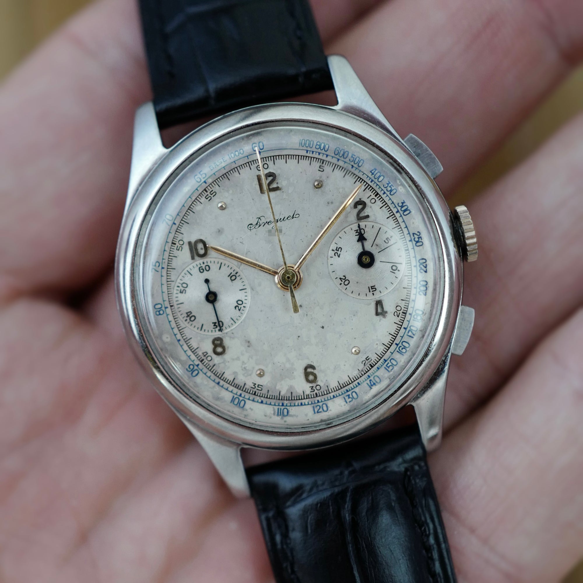 Breguet Steel Chronograph Watch, 1940s (New Arrival)