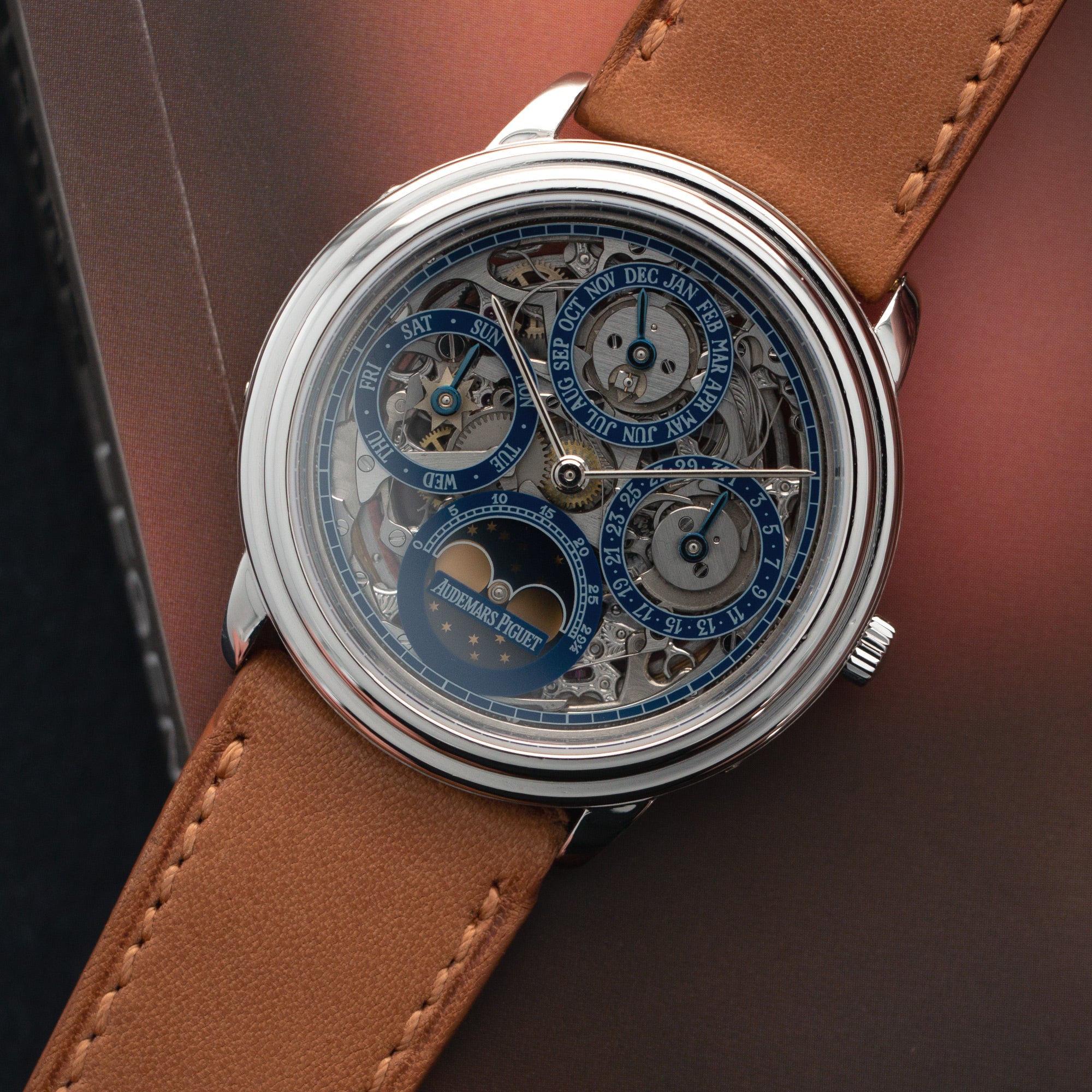 Audemars Piguet Platinum Skeleton Quantieme Perpetual Calendar Watch Ref. 25668