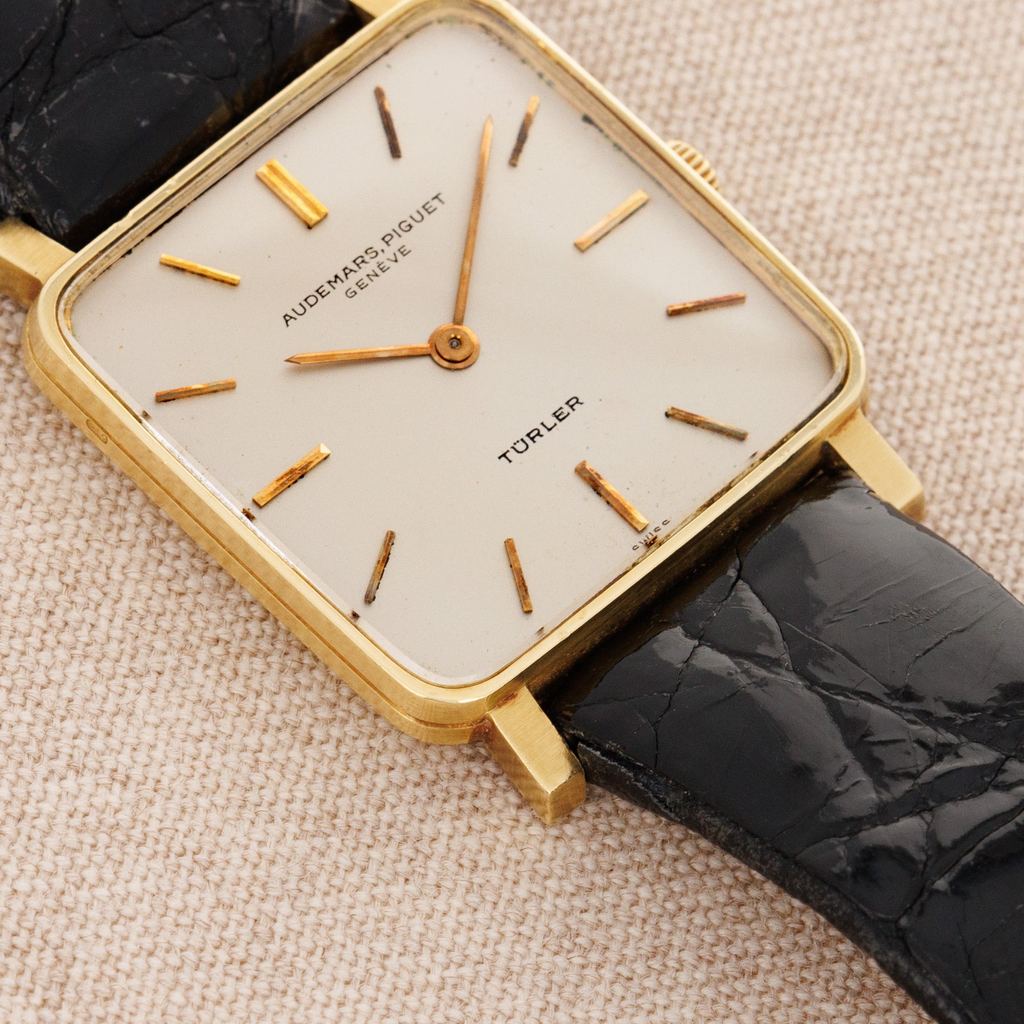 Audemars Piguet Yellow Gold Square Watch Retailed by Turler