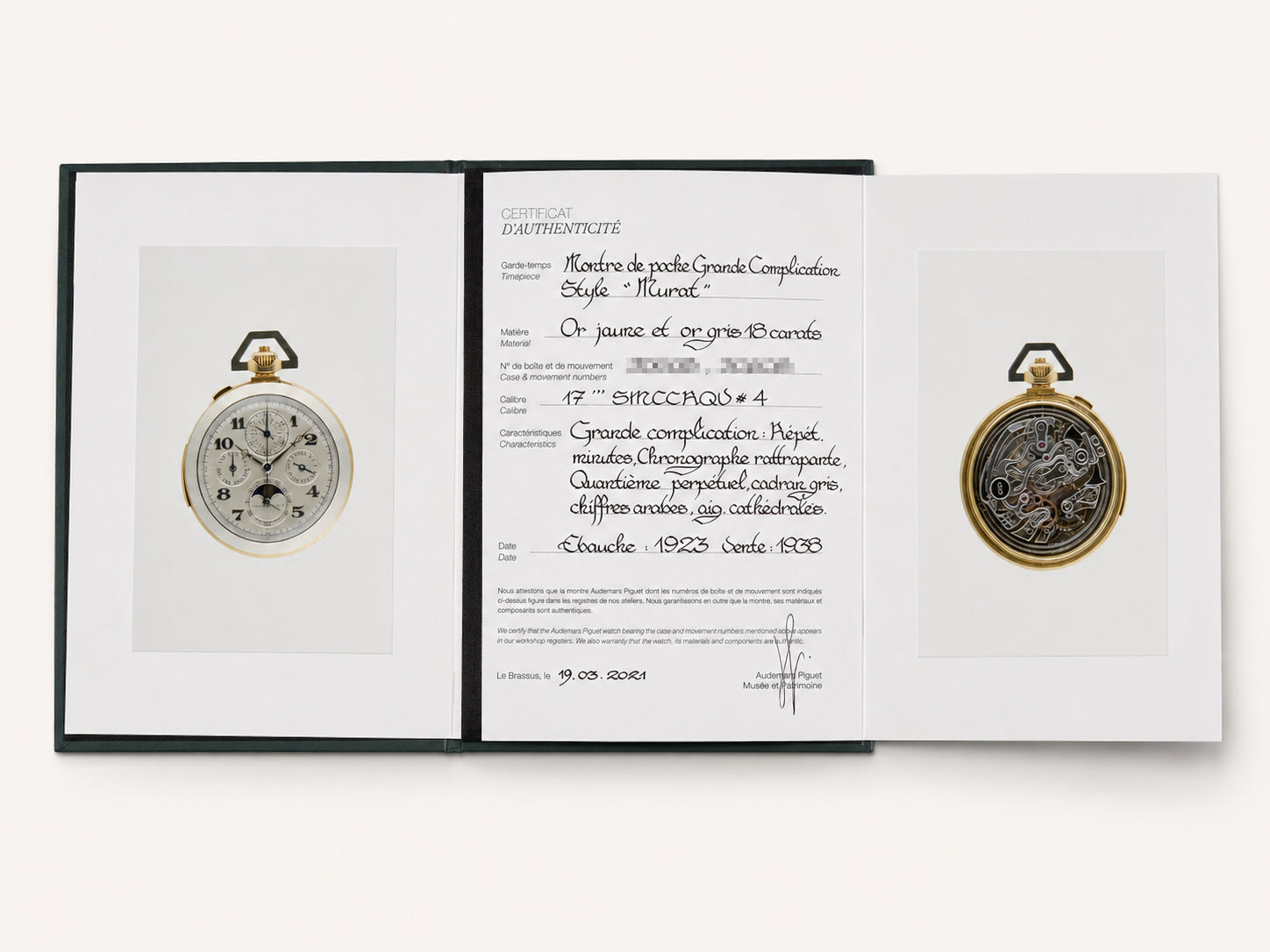 Audemars Piguet Perpetual Calendar Minute Repeater Murat Pocket Watch (New Arrival)