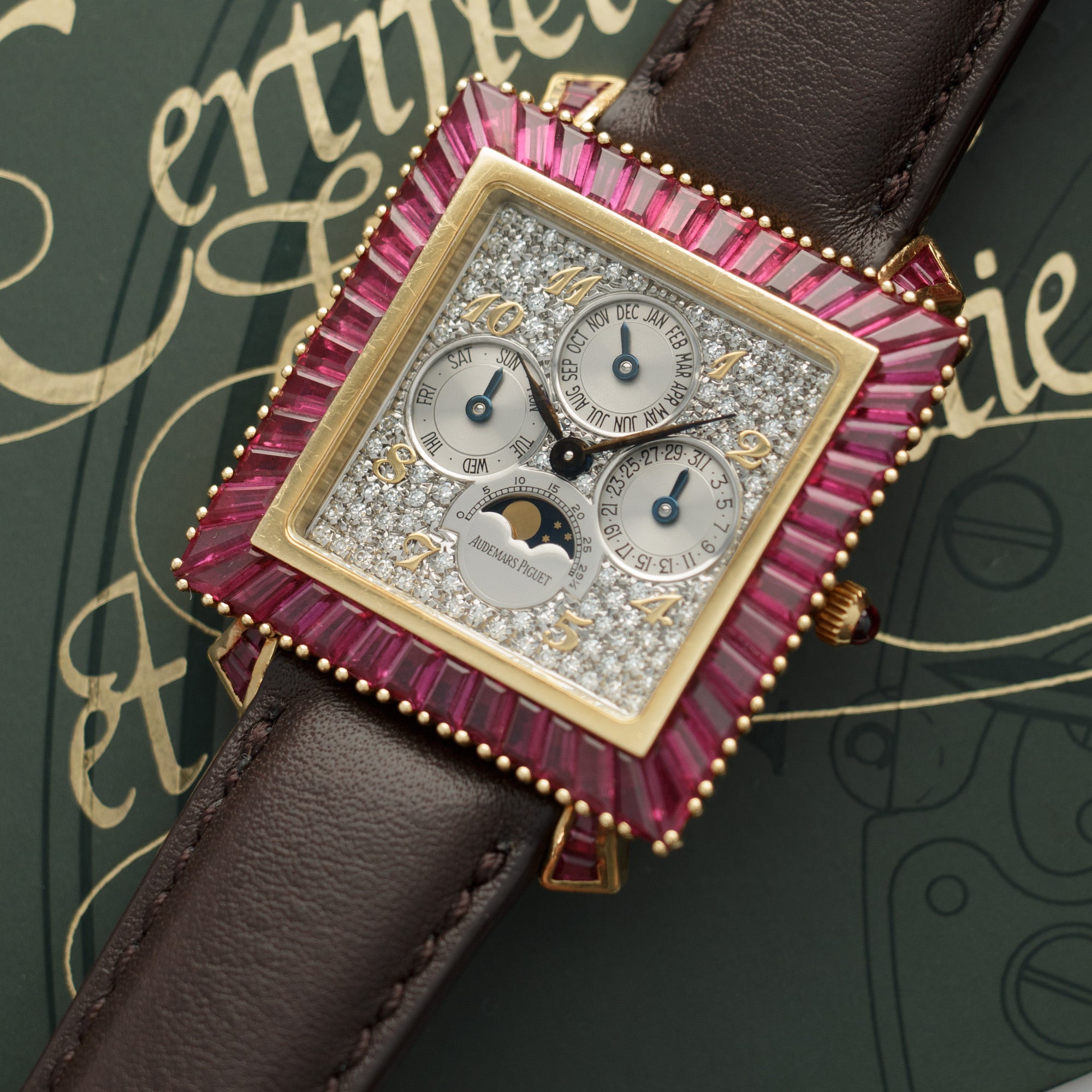 Audemars Piguet - Audemars Piguet Yellow Gold Perpetual Calendar Ruby and Diamond Watch, Likely Piece Unique - The Keystone Watches