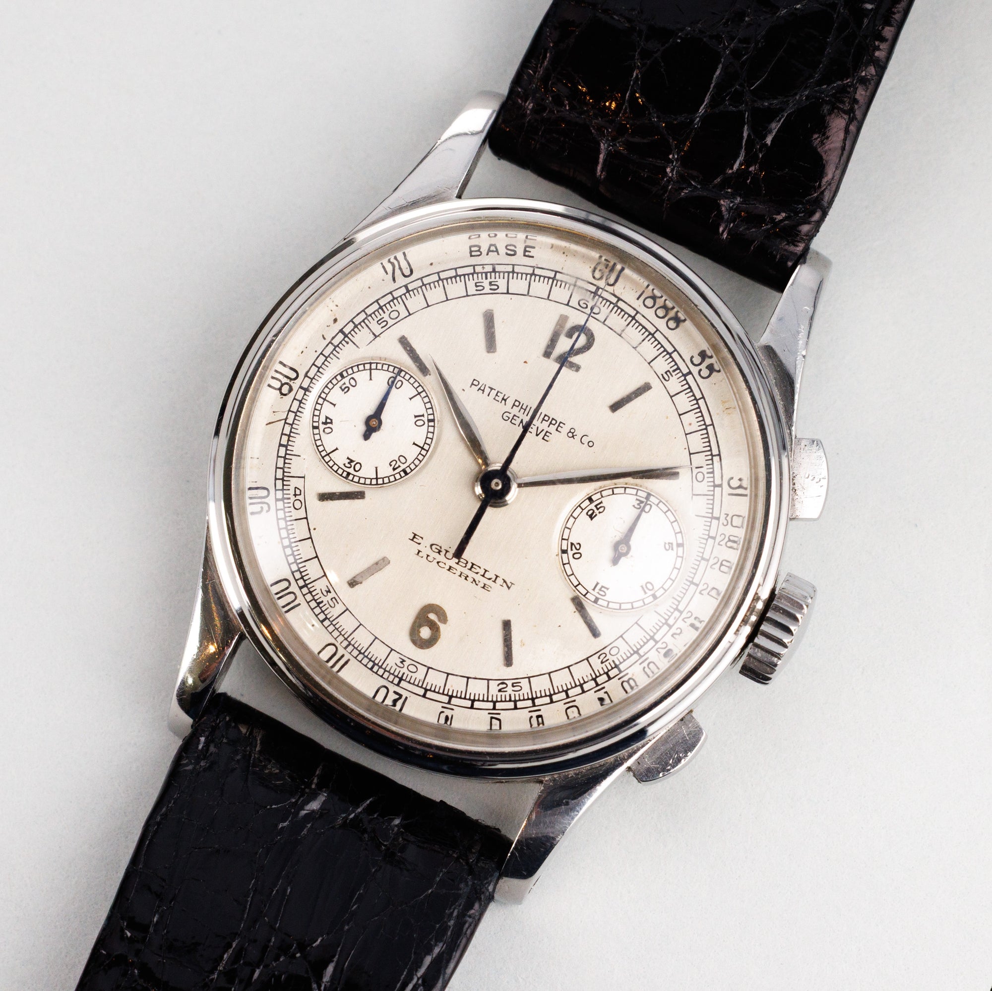 Patek Philippe Steel Chronograph Ref. 130, Retailed by Gubelin