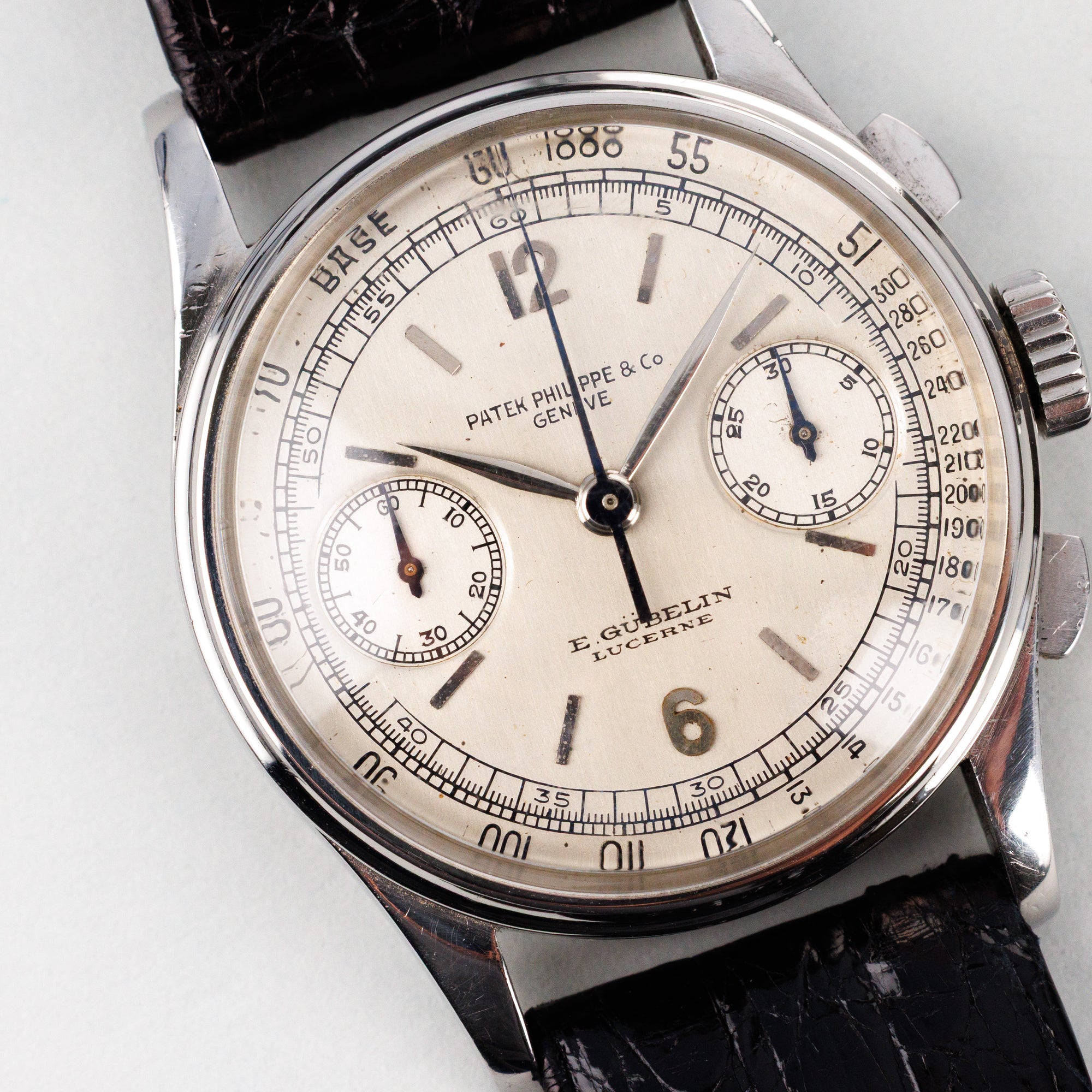 Patek Philippe Steel Chronograph Ref. 130, Retailed by Gubelin