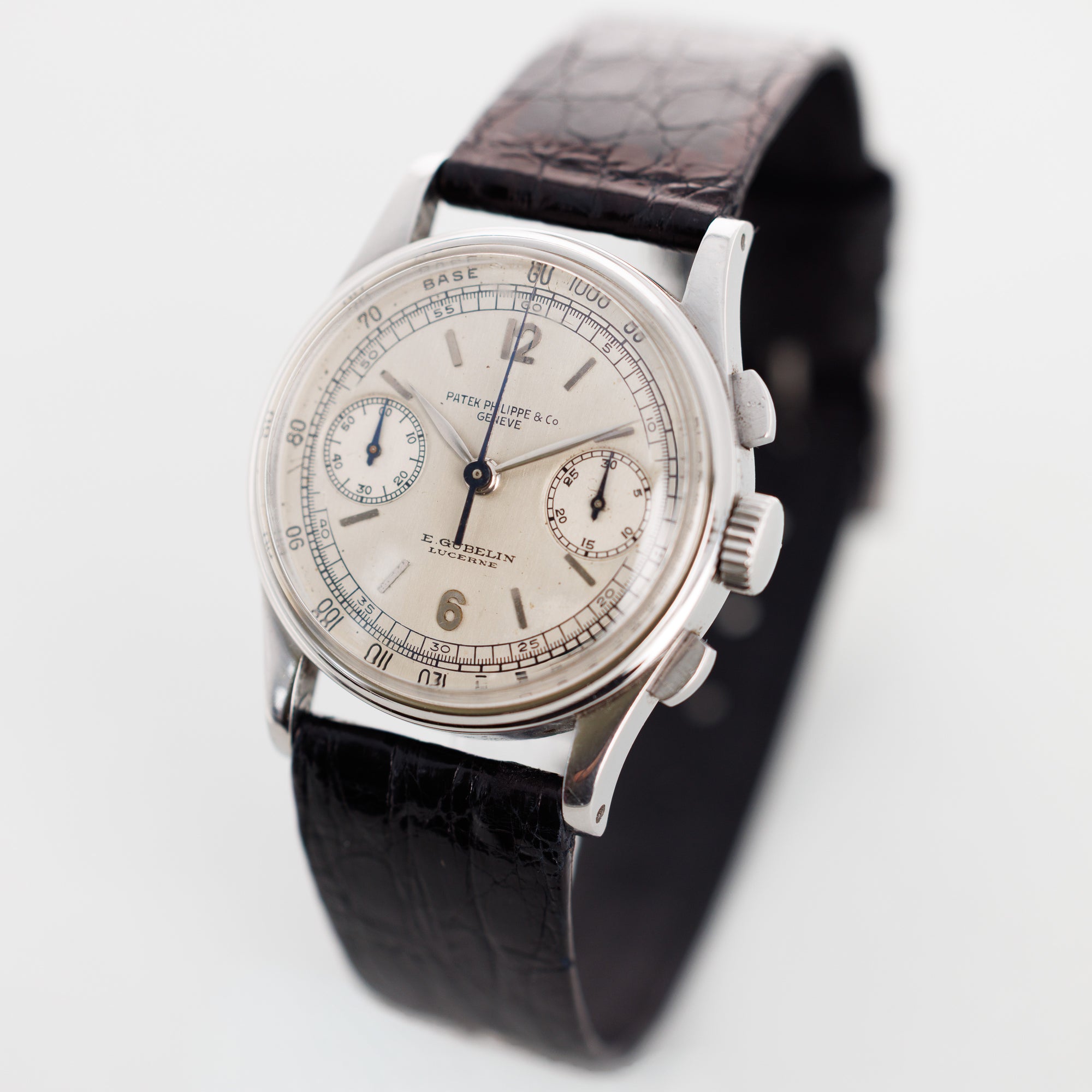 Patek Philippe Steel Chronograph Ref. 130, Retailed by Gubelin