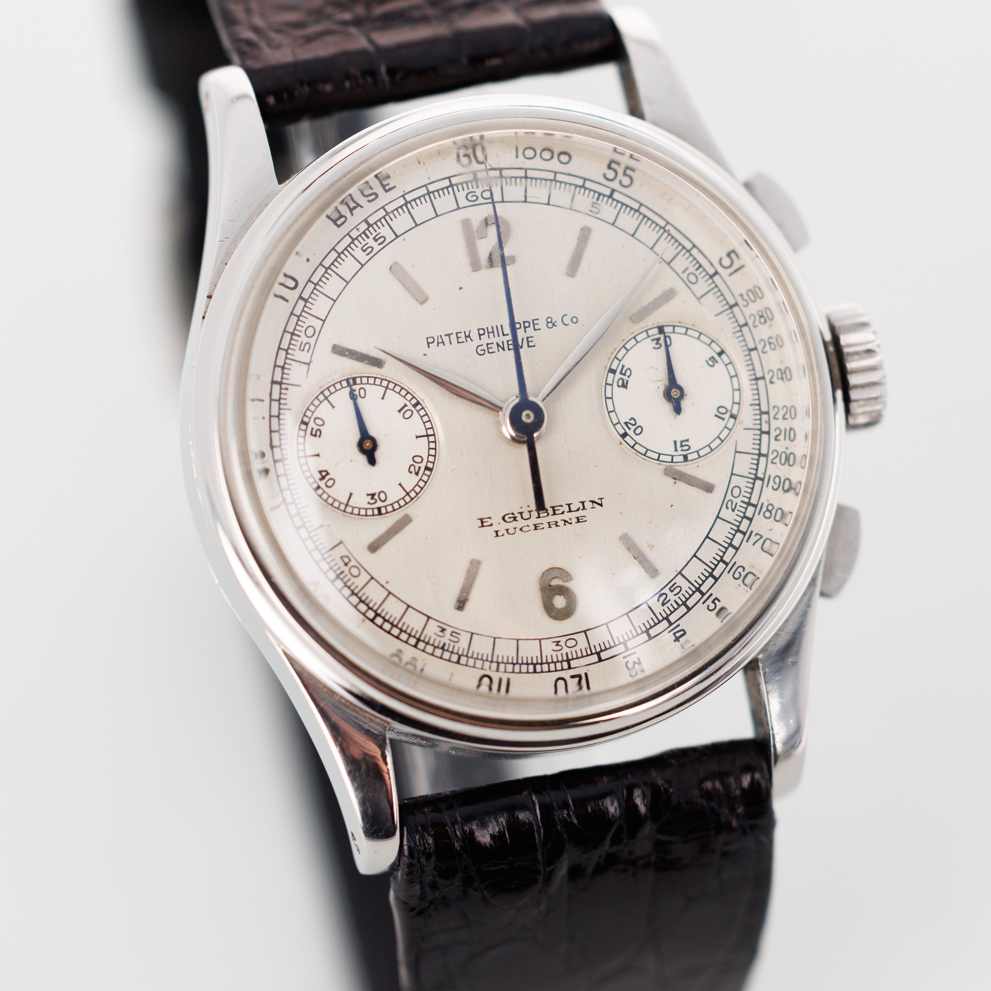 Patek Philippe Steel Chronograph Ref. 130, Retailed by Gubelin