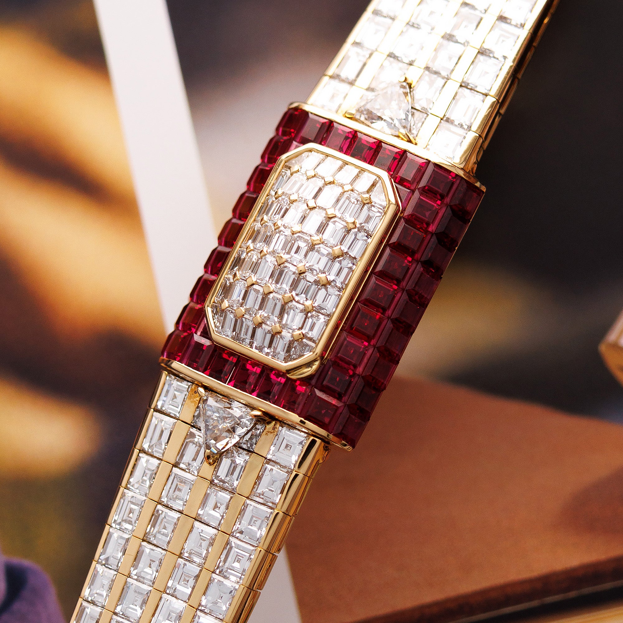 Piaget - Piaget Yellow Gold Baguette Diamond &amp; Ruby Cover Watch - The Keystone Watches