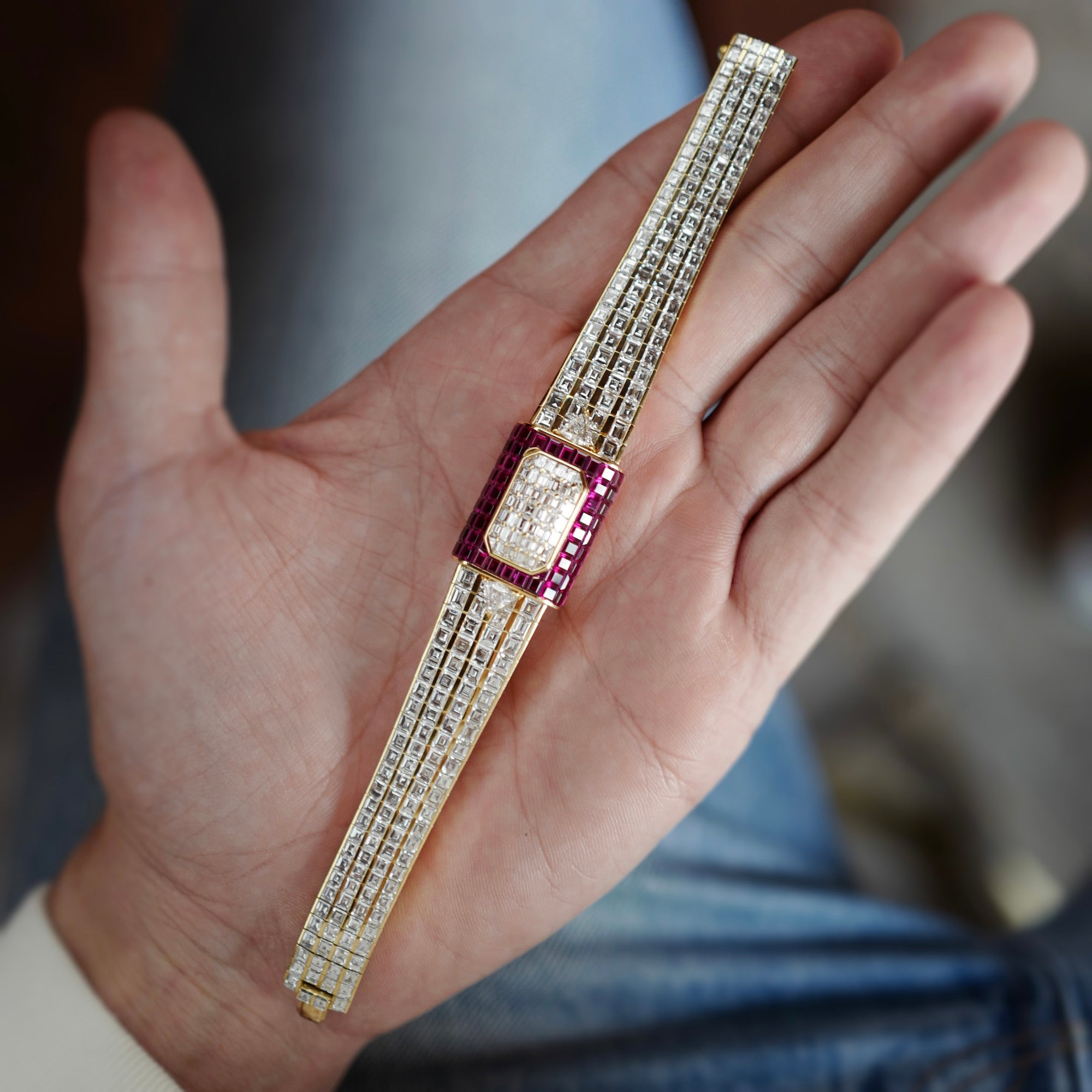 Piaget - Piaget Yellow Gold Baguette Diamond &amp; Ruby Cover Watch - The Keystone Watches