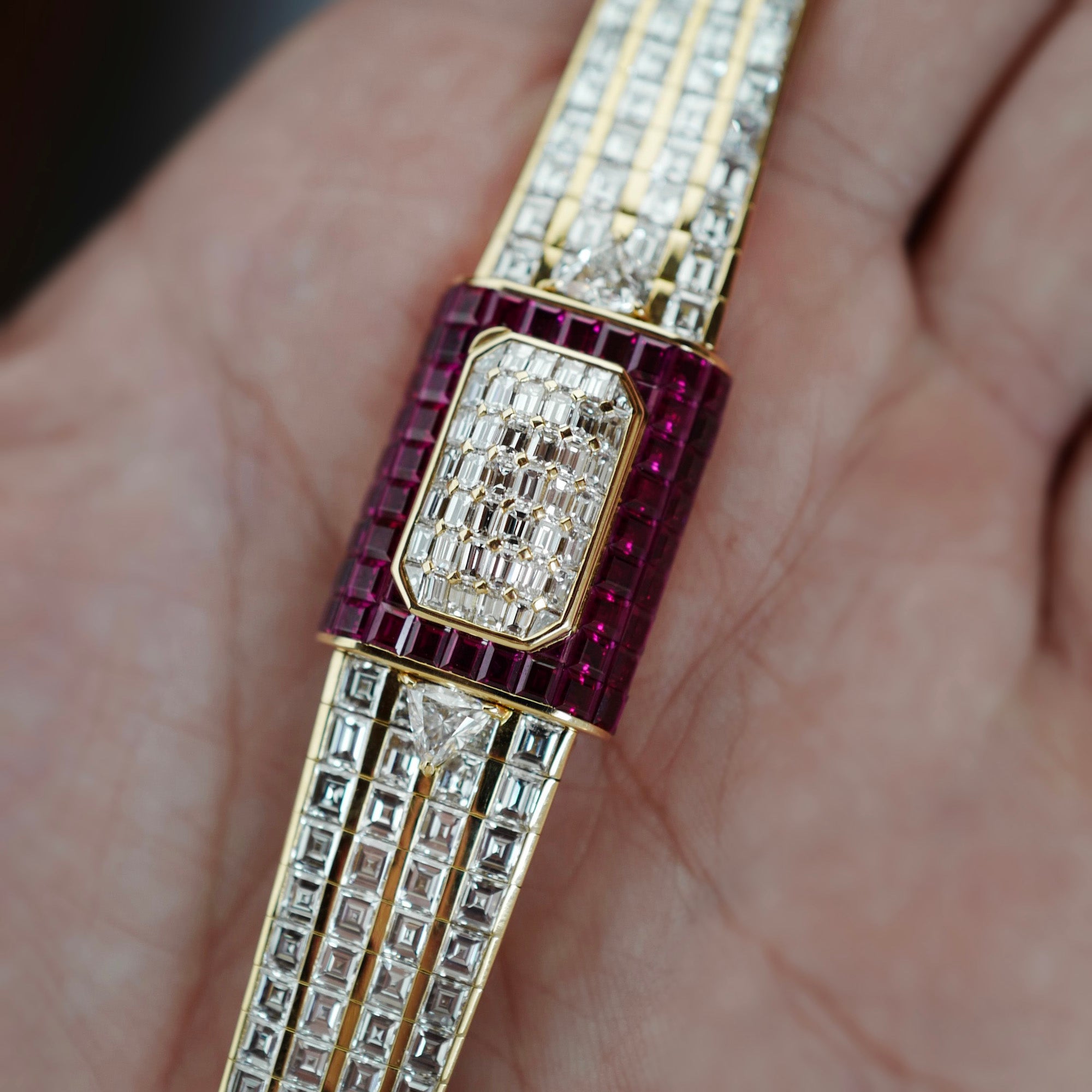 Piaget - Piaget Yellow Gold Baguette Diamond &amp; Ruby Cover Watch - The Keystone Watches