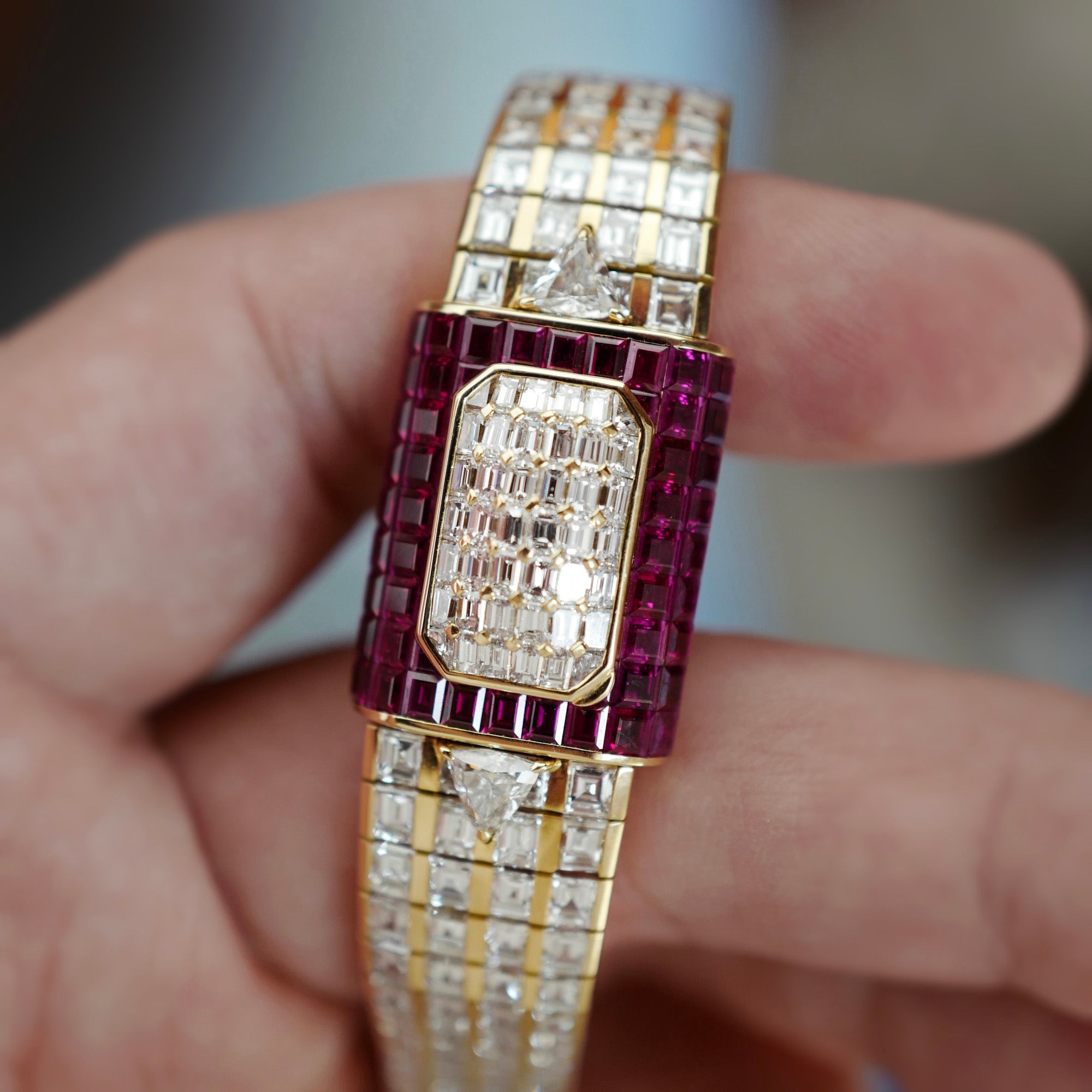 Piaget - Piaget Yellow Gold Baguette Diamond &amp; Ruby Cover Watch - The Keystone Watches